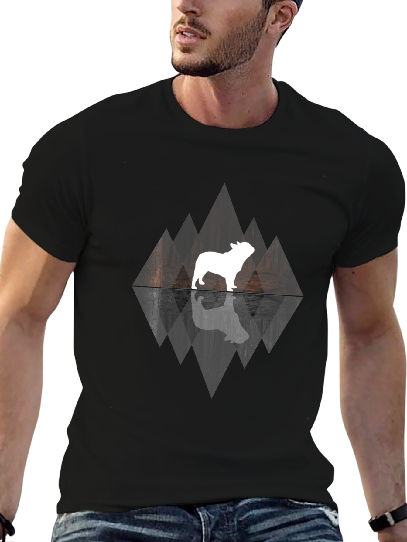 Dog Silhouette Graphic Print Black Tee