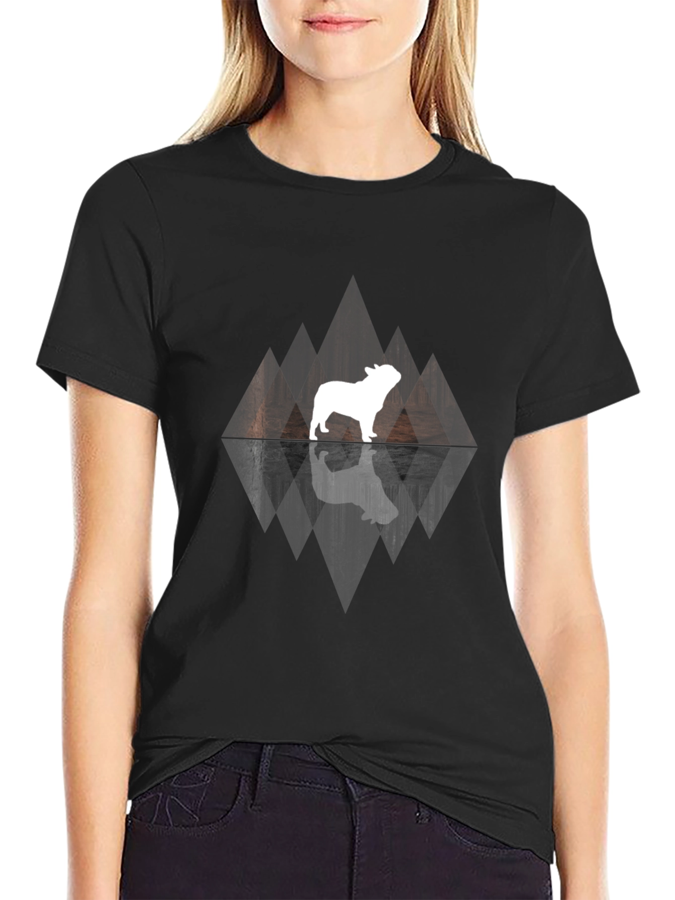 Dog Silhouette Graphic Print Black Tee