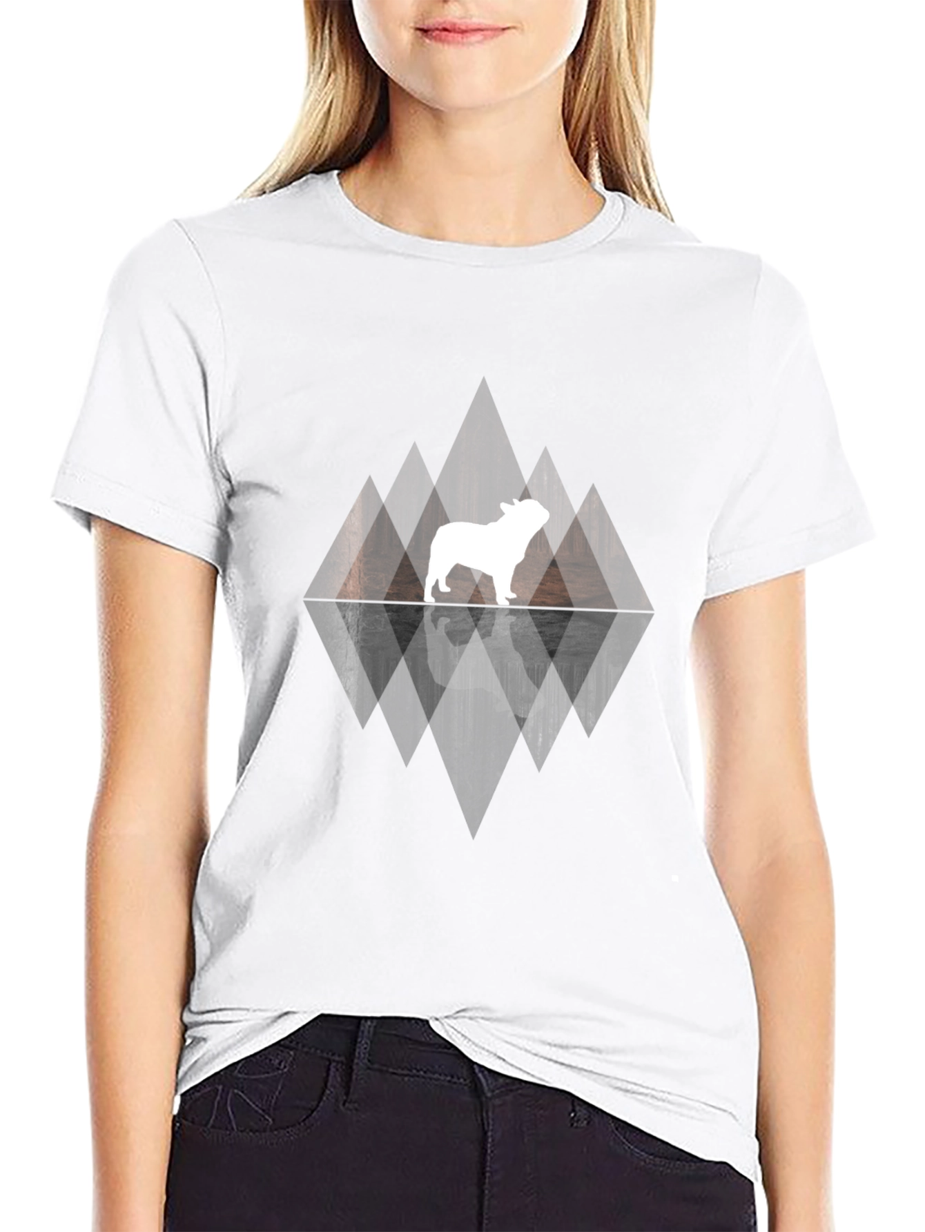 Dog Silhouette Graphic Print Black Tee