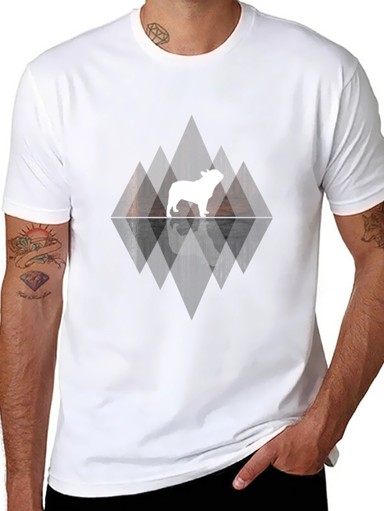 Dog Silhouette Graphic Print Black Tee