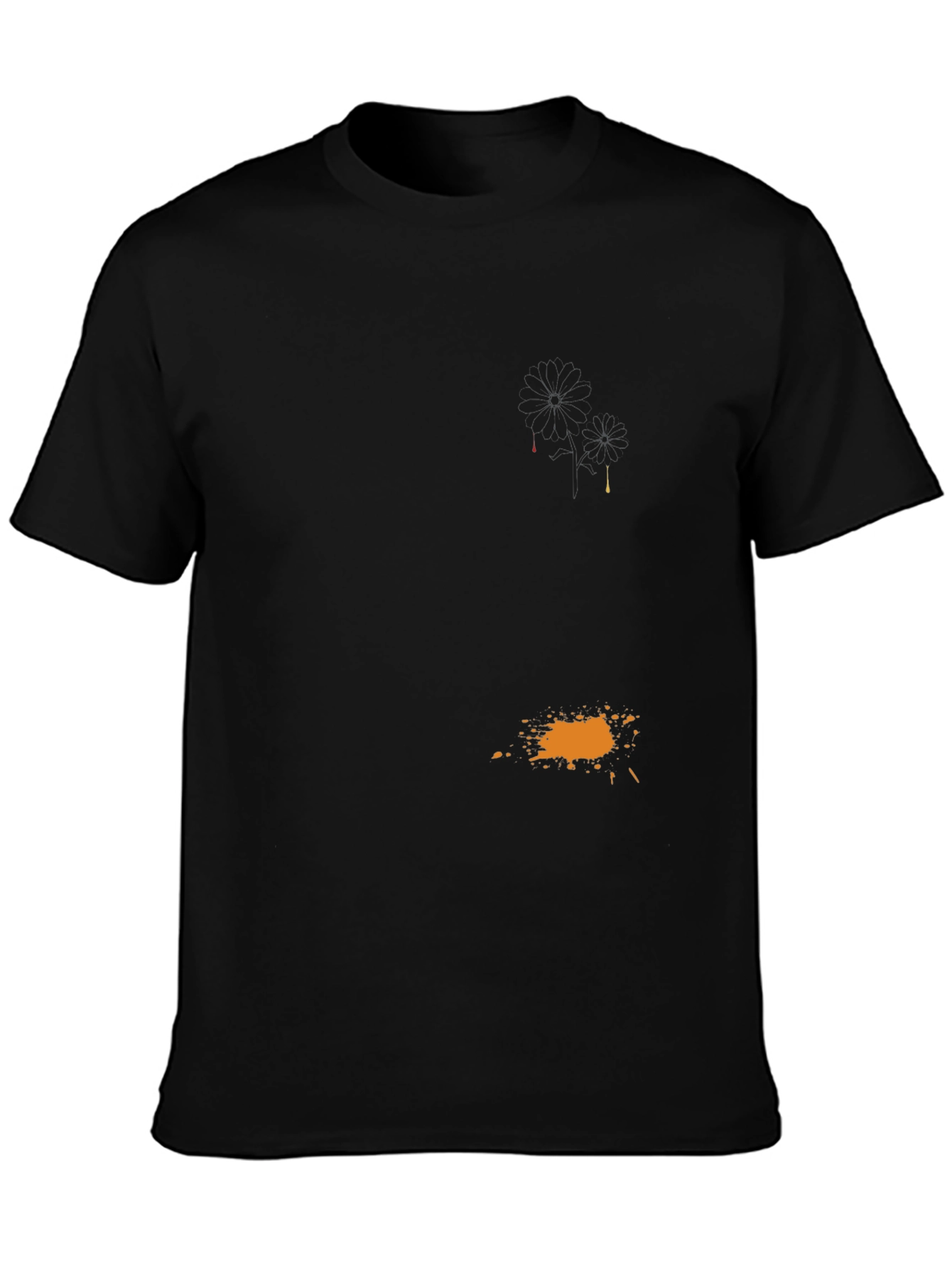 Mens Black Casual T-Shirt with Graphic Detail