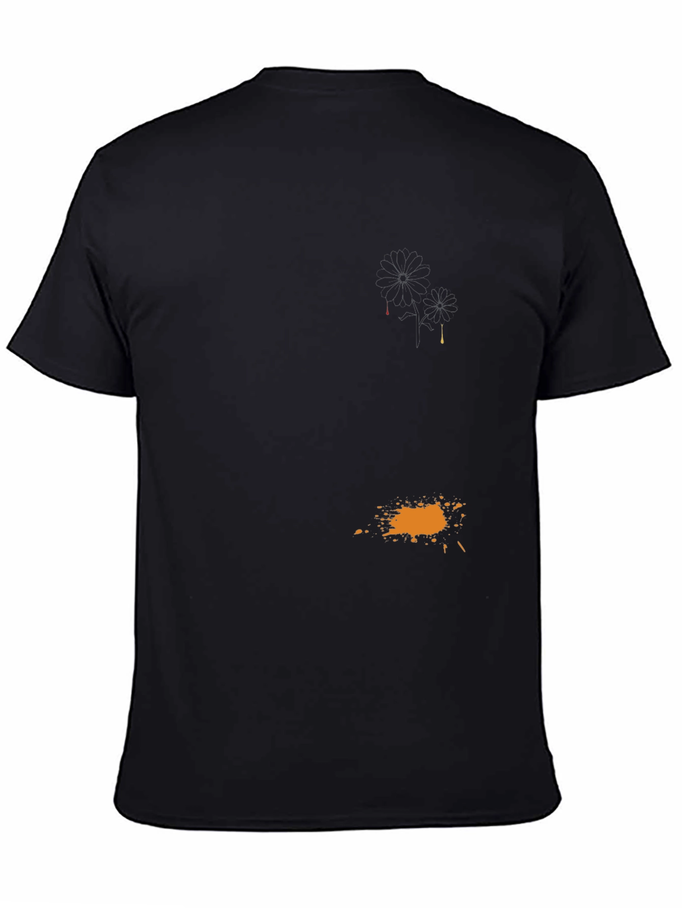 Mens Black Casual T-Shirt with Graphic Detail