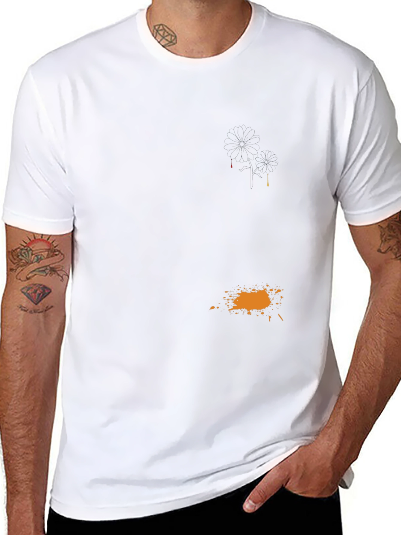 Mens Black Casual T-Shirt with Graphic Detail