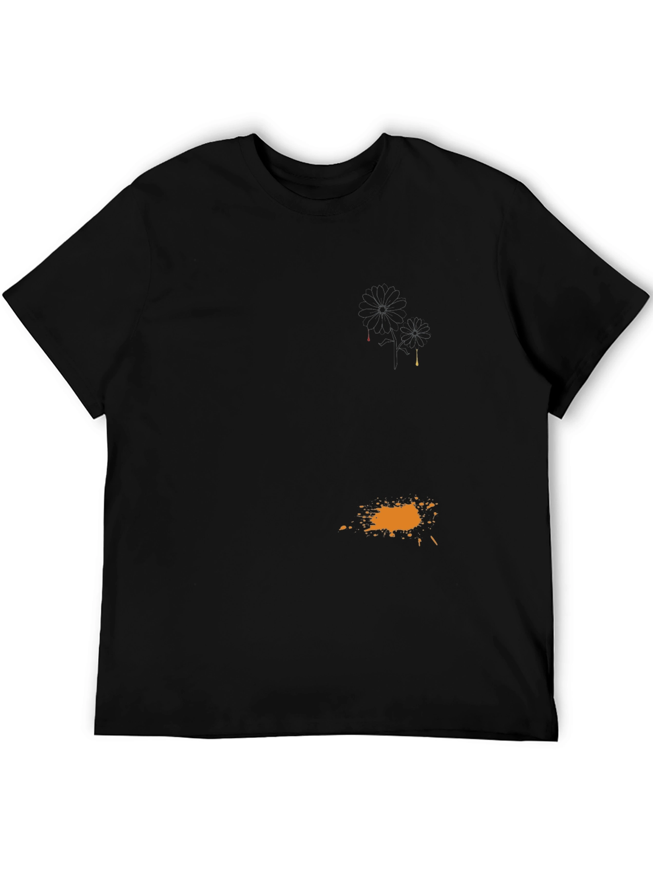 Mens Black Casual T-Shirt with Graphic Detail