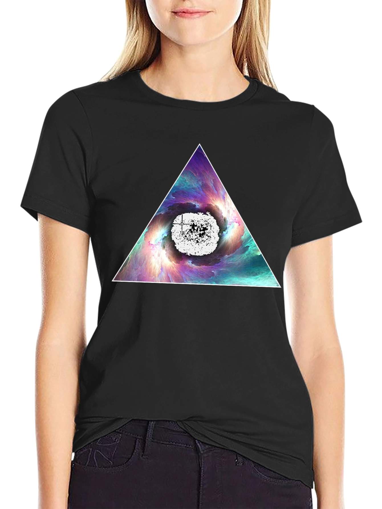 Cosmic Triangle Graphic Tee - Black