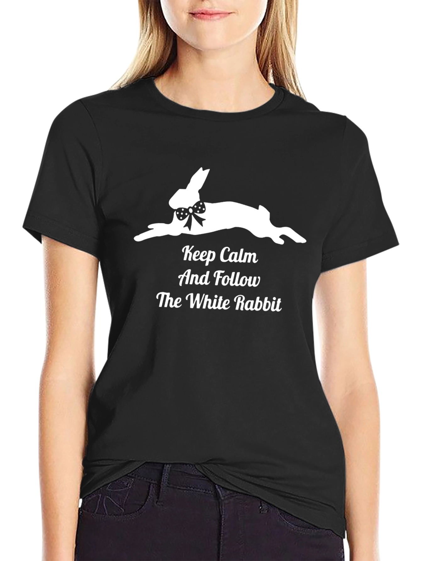 Keep Calm White Rabbit Graphic T-Shirt