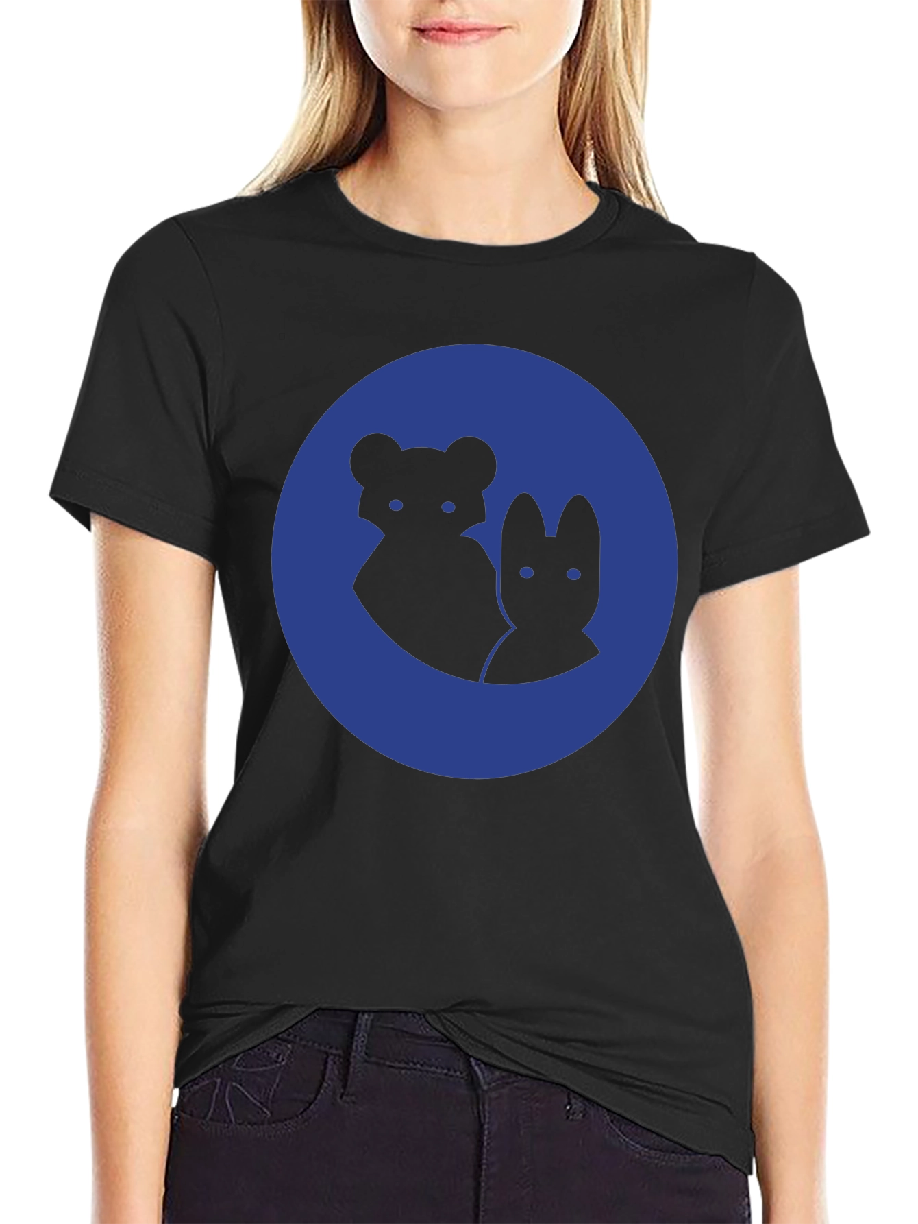 Blue Circle Animal Graphic T-Shirt