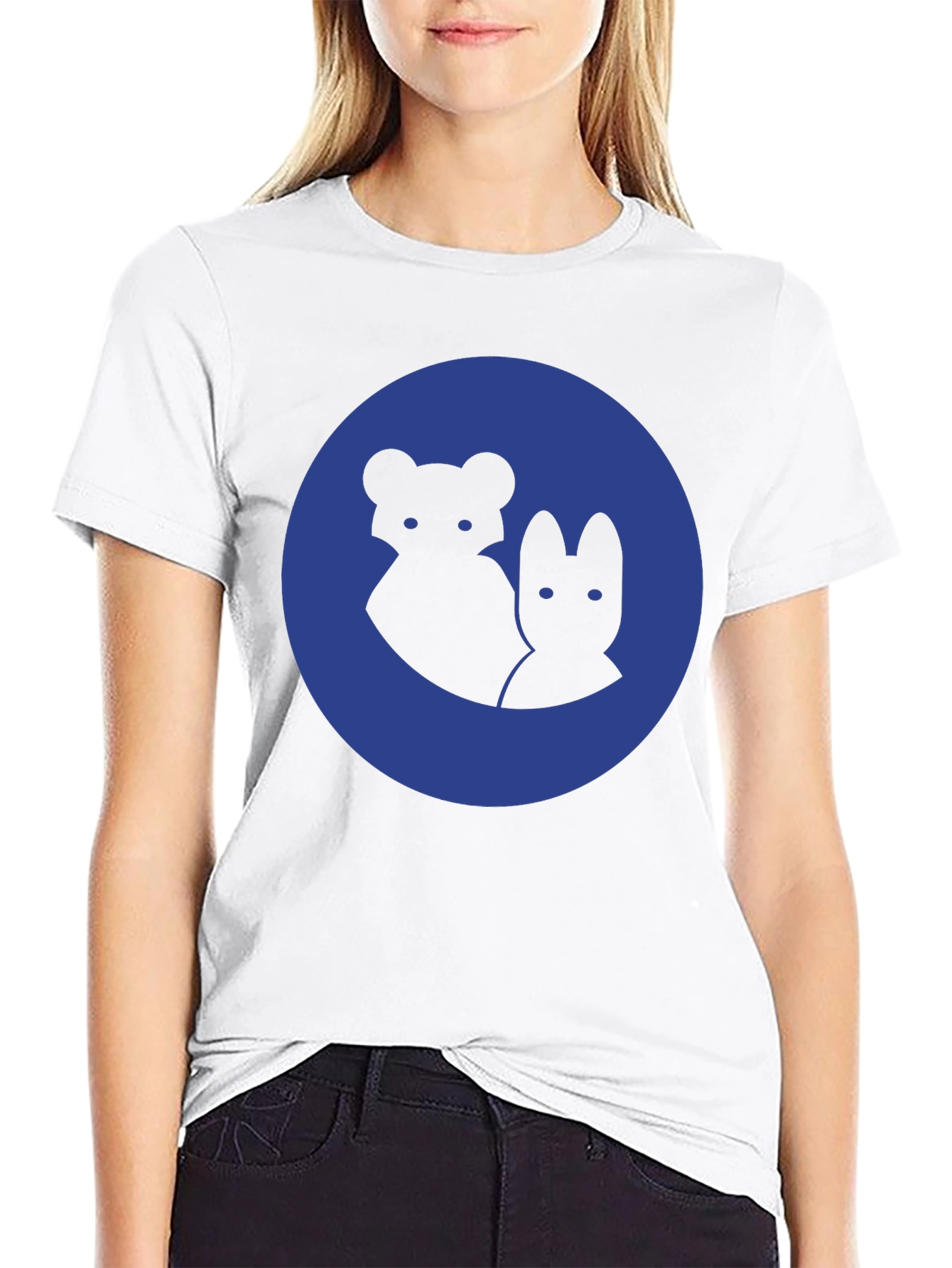 Blue Circle Animal Graphic T-Shirt