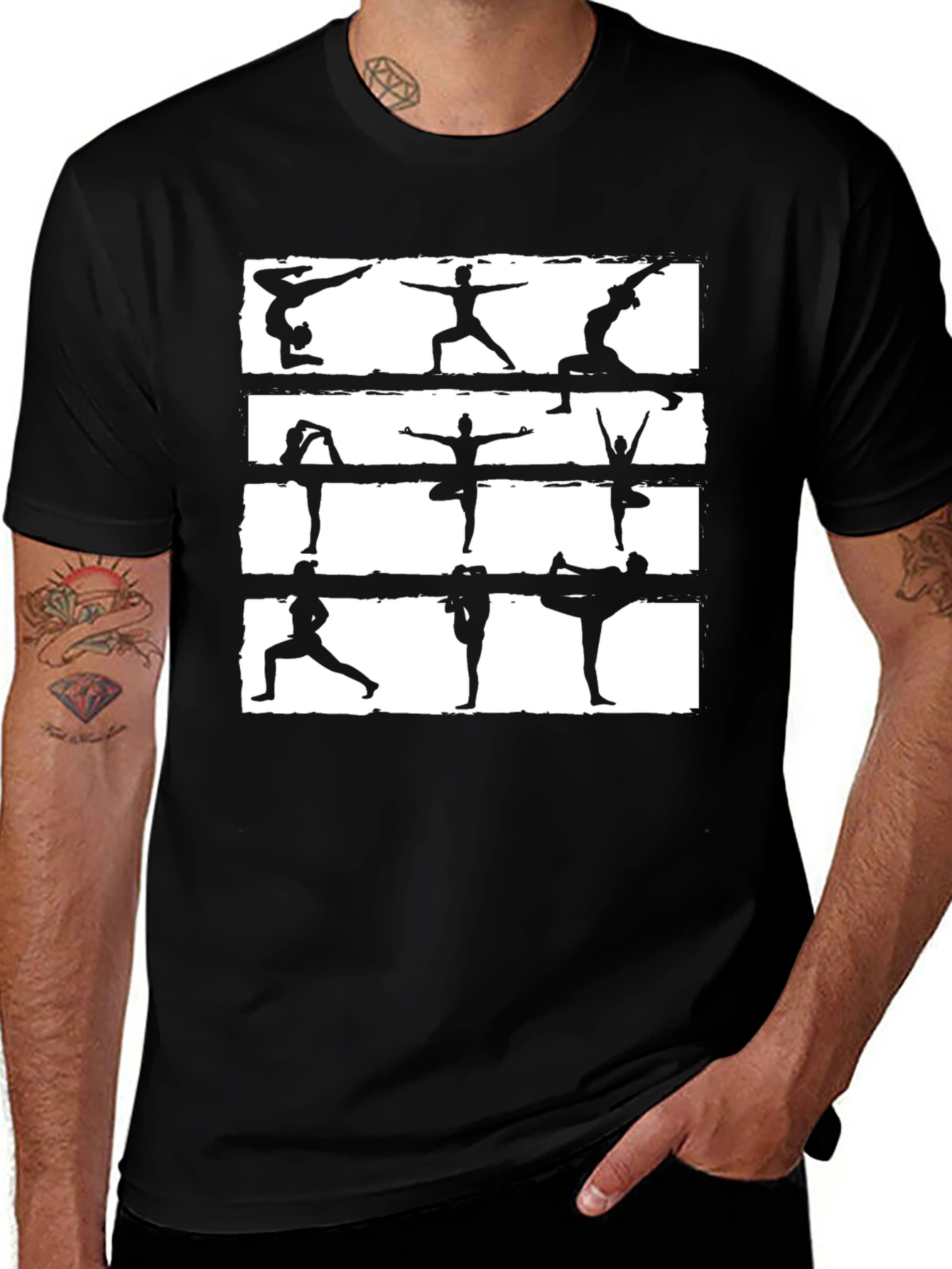 Yoga Pose Graphic Tee - Unisex Black Cotton T-Shirt