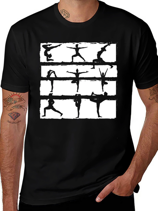 Yoga Pose Graphic Tee - Unisex Black Cotton T-Shirt