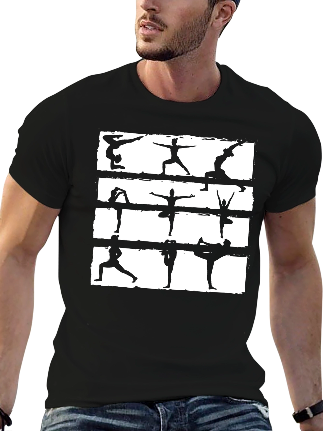 Yoga Pose Graphic Tee - Unisex Black Cotton T-Shirt