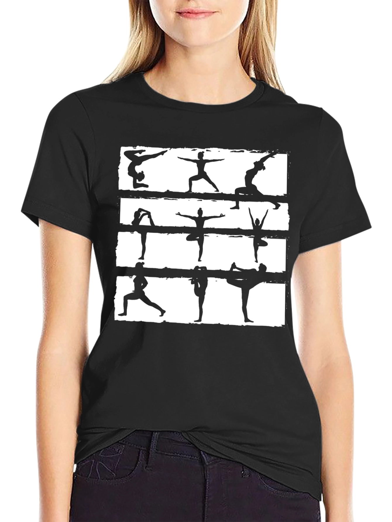 Yoga Pose Graphic Tee - Unisex Black Cotton T-Shirt