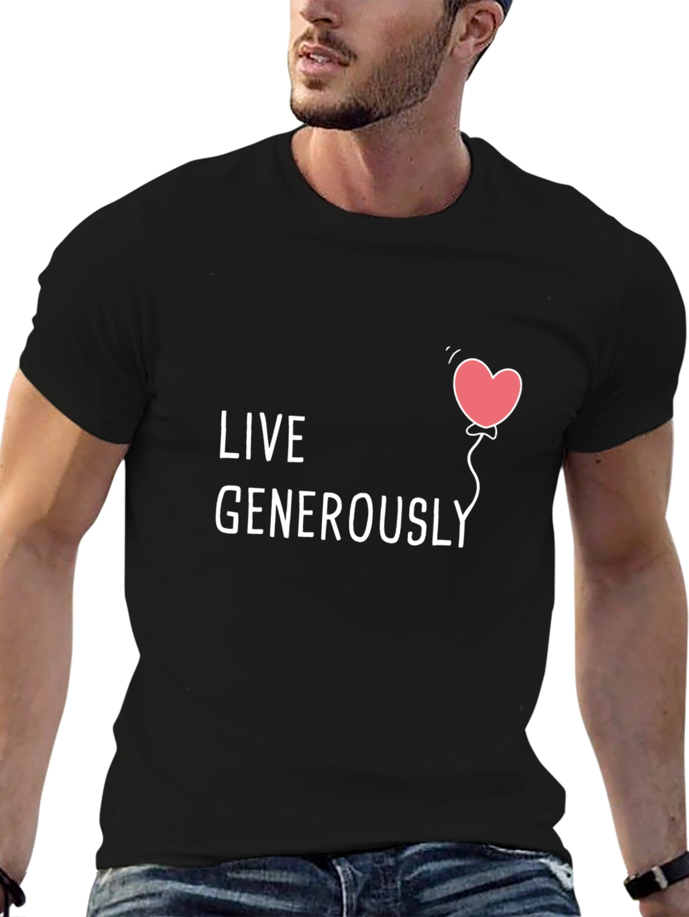 Live Generously T-Shirt - Heart Balloon Design