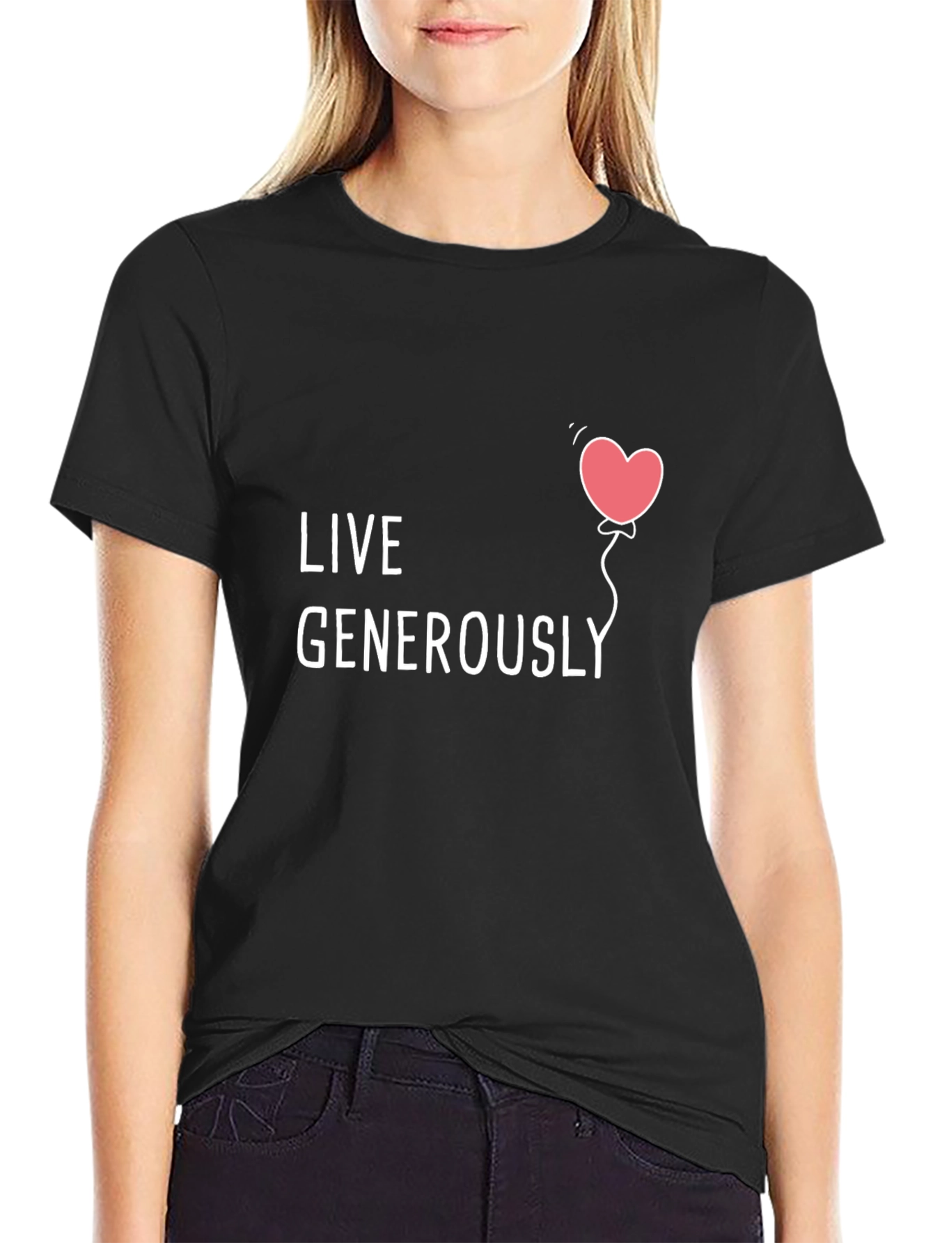 Live Generously T-Shirt - Heart Balloon Design