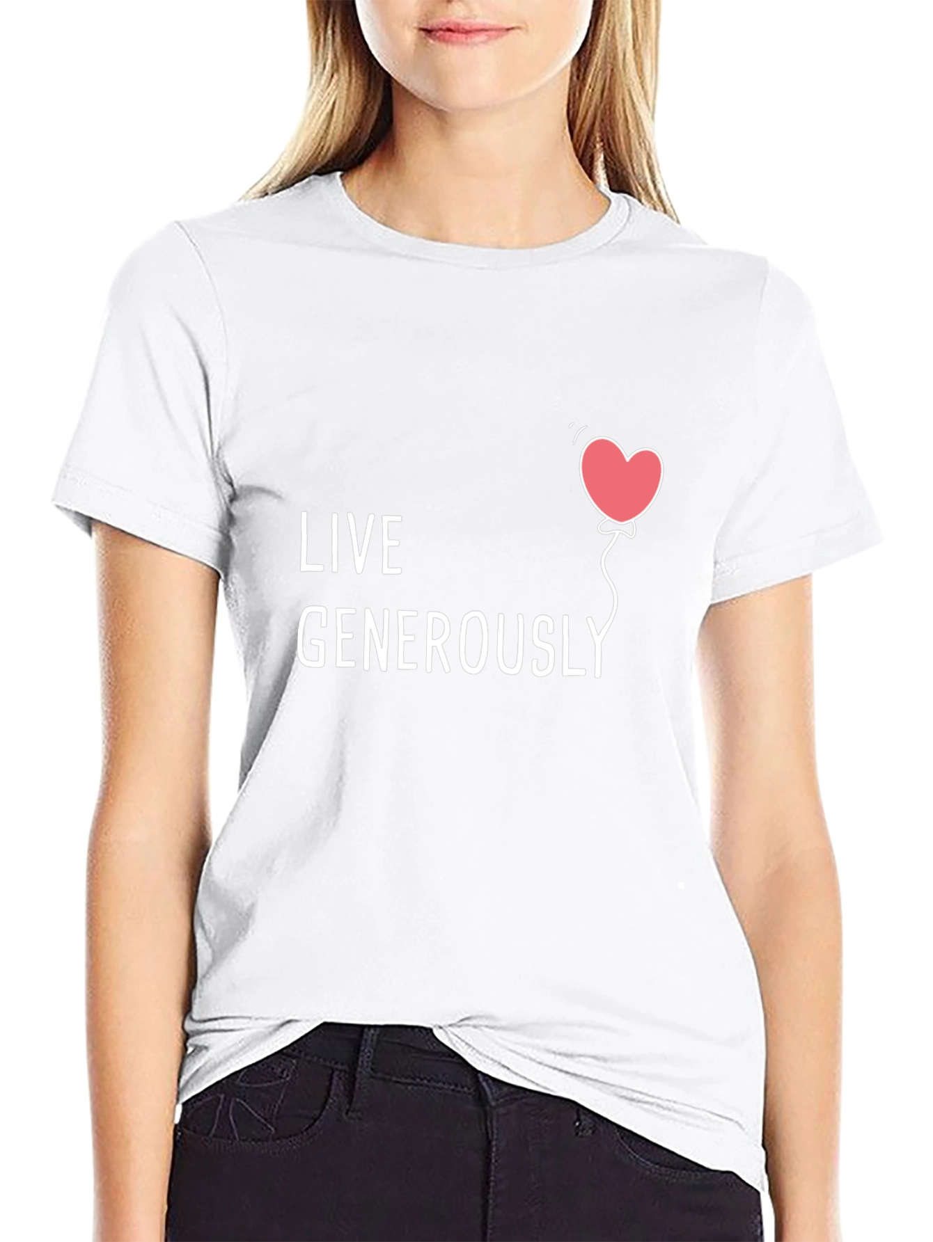 Live Generously T-Shirt - Heart Balloon Design