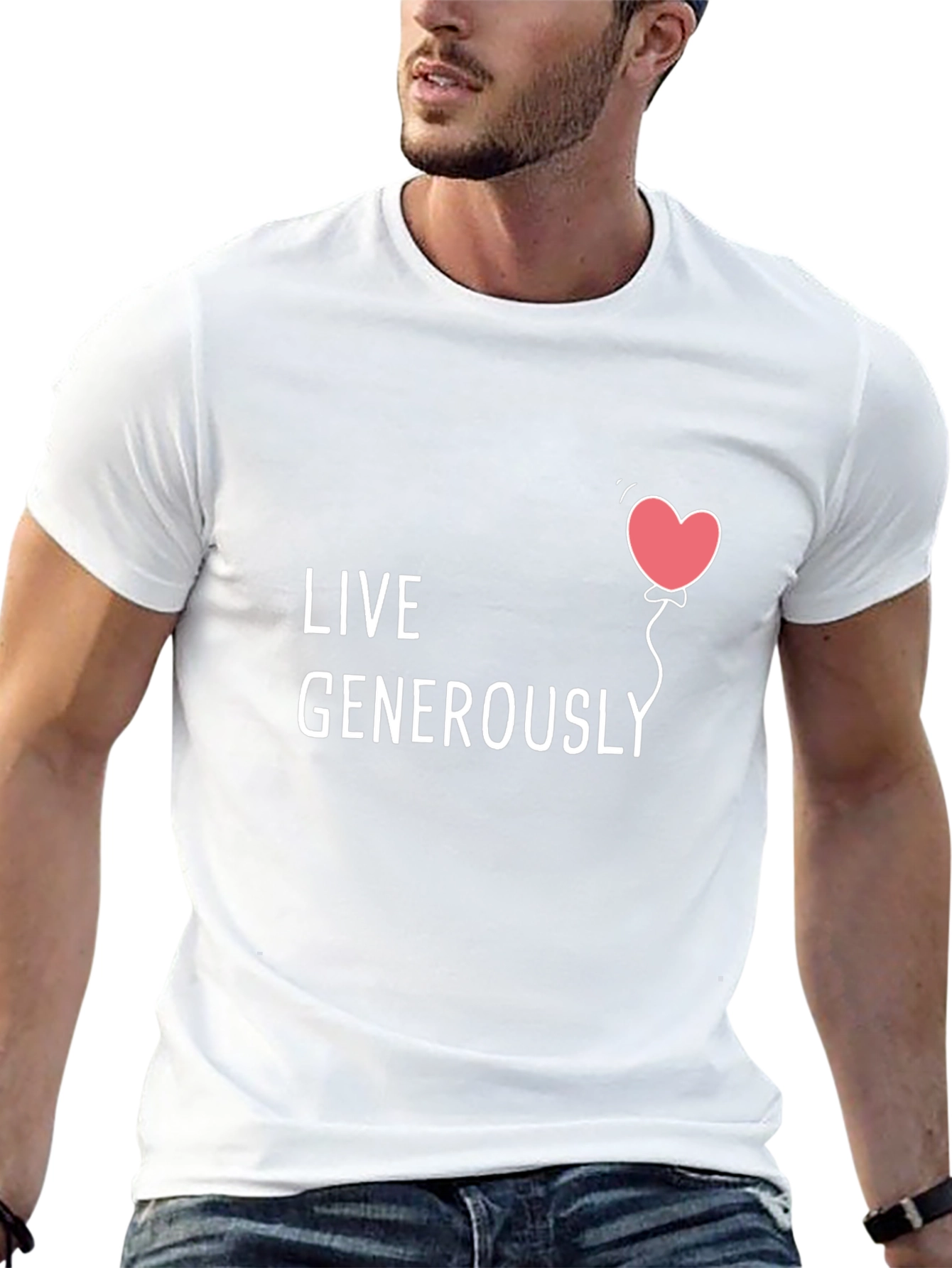 Live Generously T-Shirt - Heart Balloon Design