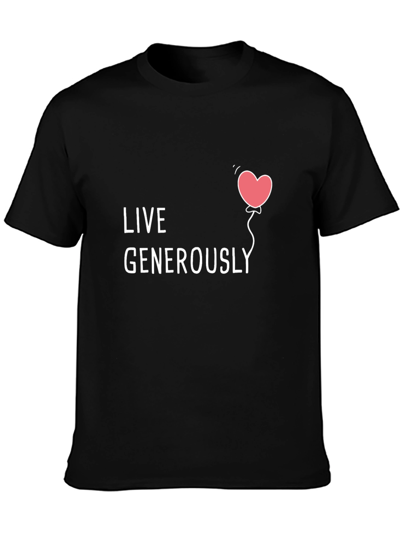 Live Generously T-Shirt - Heart Balloon Design