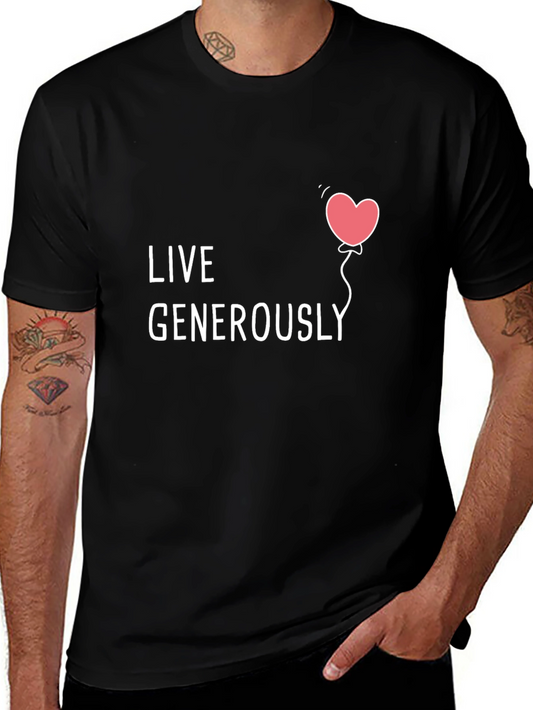 Live Generously T-Shirt - Heart Balloon Design