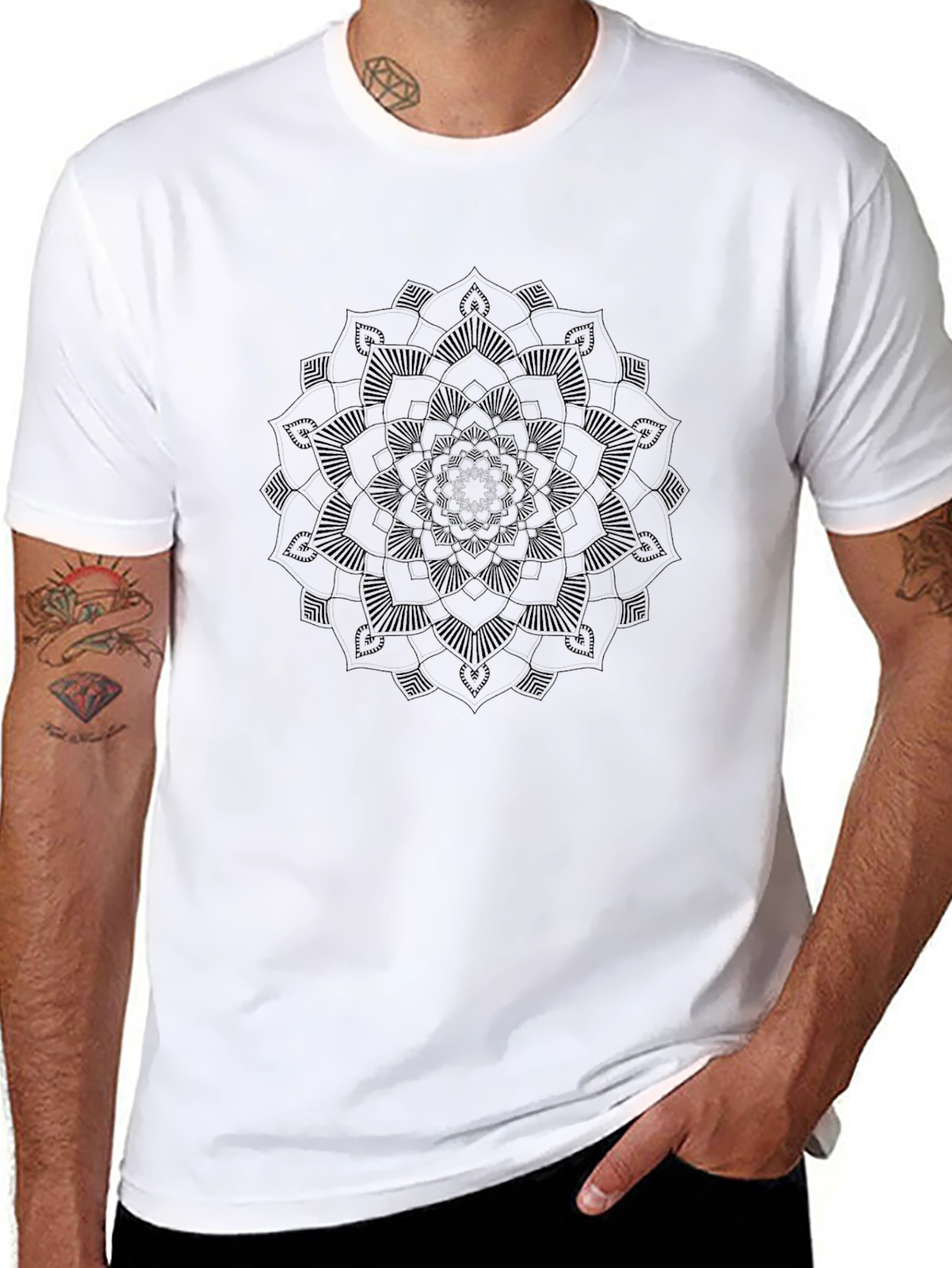 Black Mandala Graphic Tee - Stylish Casual Wear