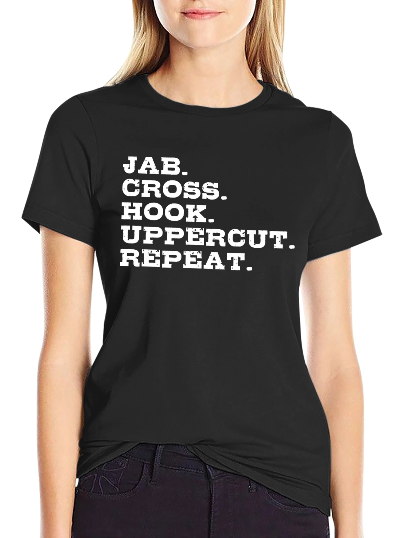 Jab Cross Hook Uppercut Repeat Black T-Shirt