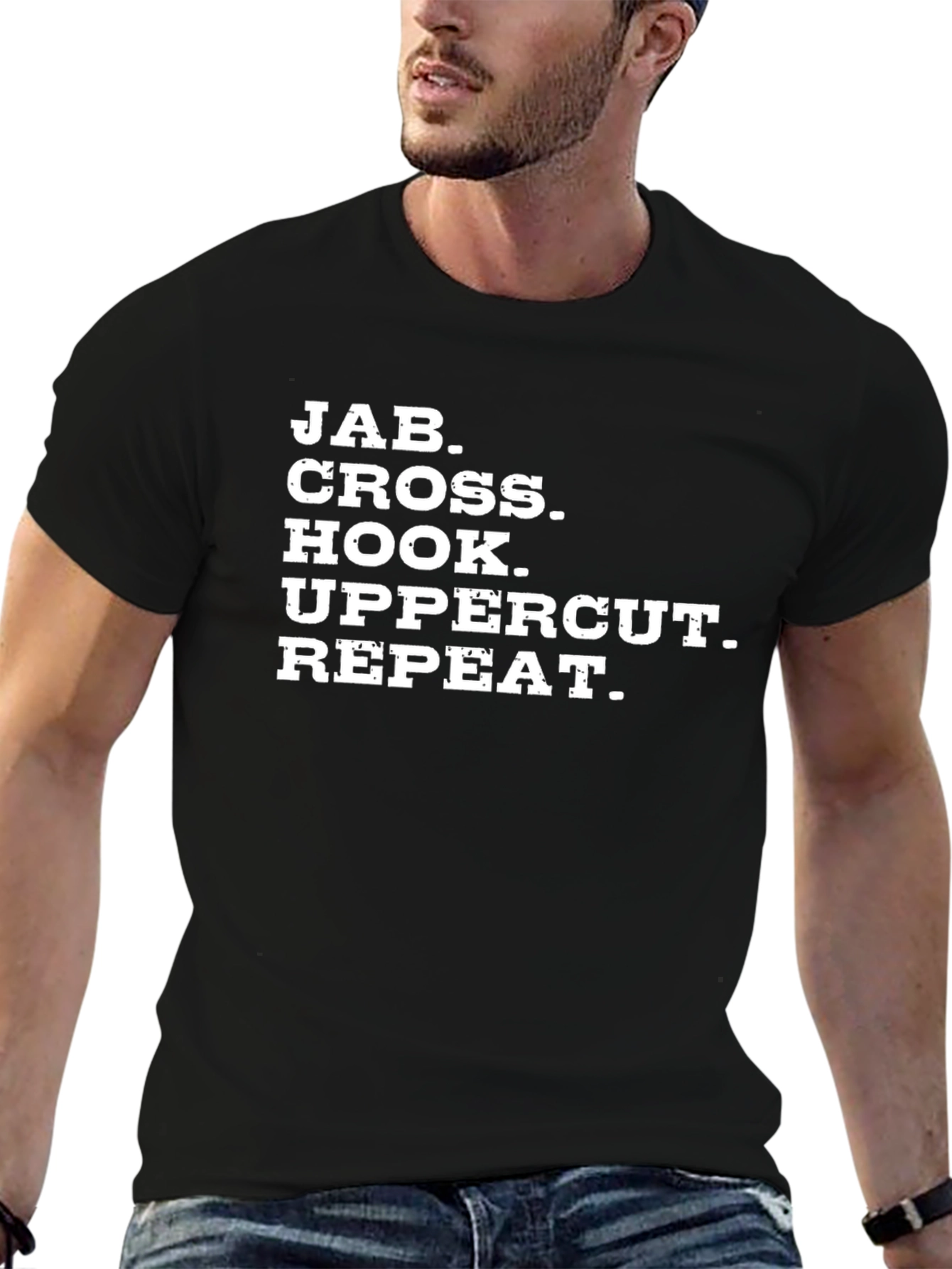 Jab Cross Hook Uppercut Repeat Black T-Shirt