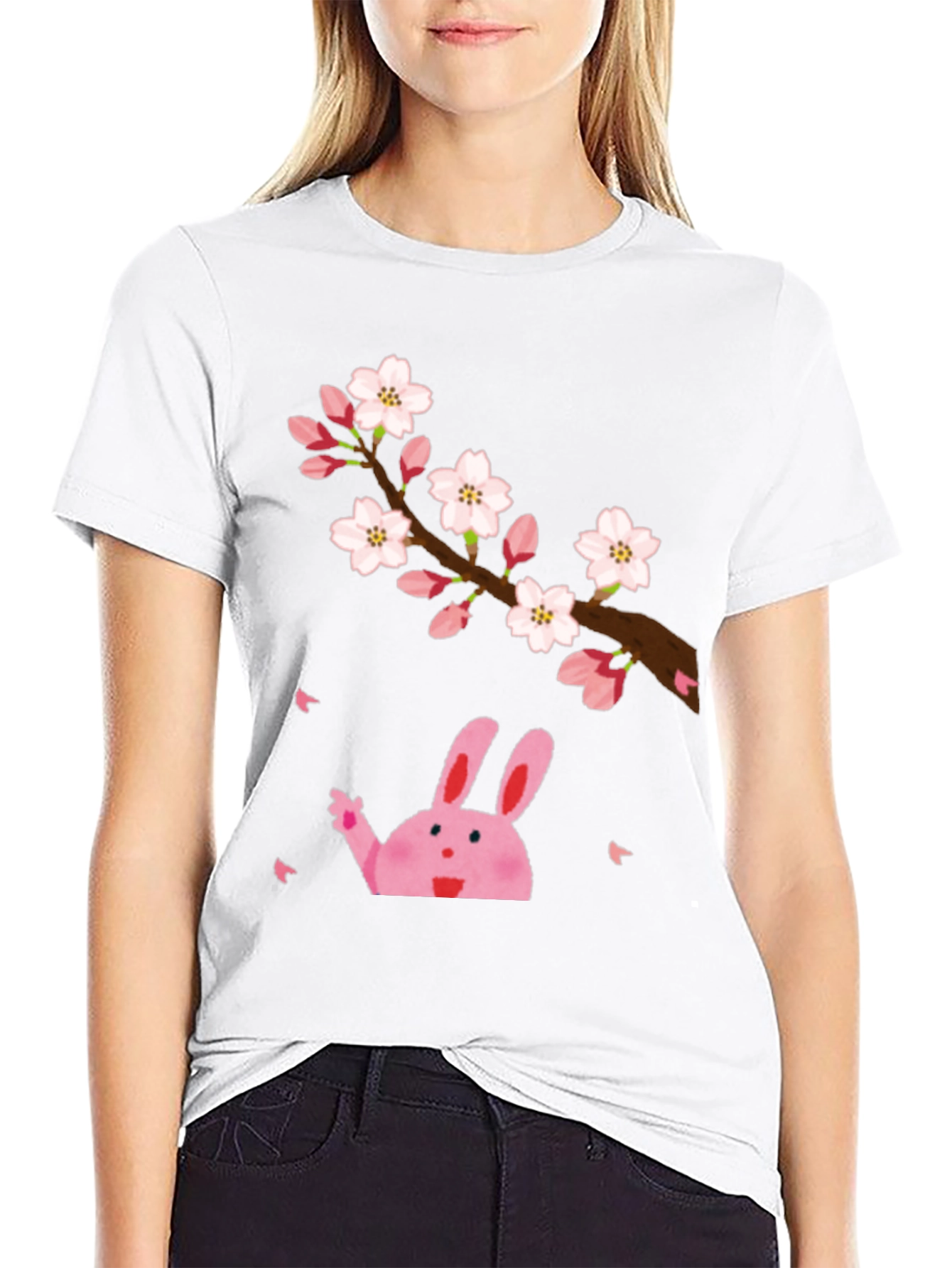 Sakura Bunny Black T-Shirt