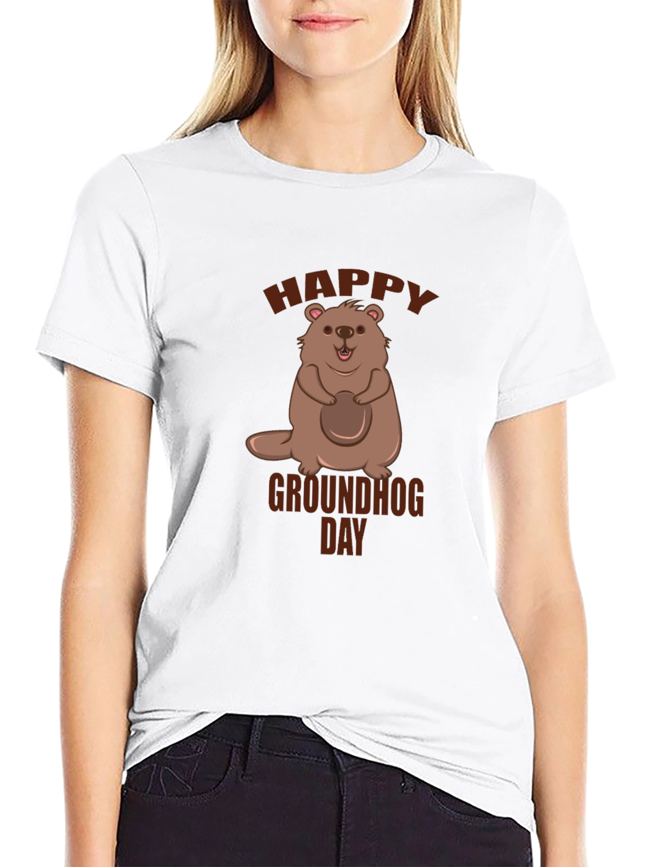 Happy Groundhog Day Black T-Shirt
