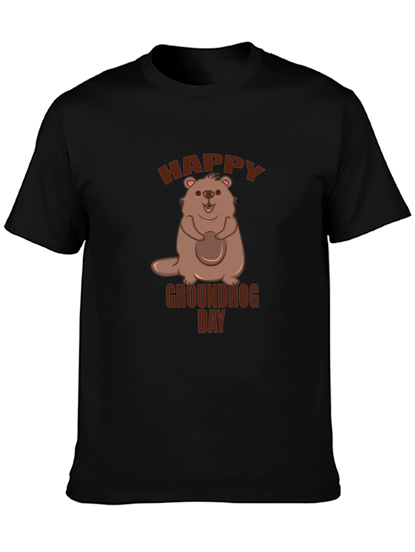 Happy Groundhog Day Black T-Shirt