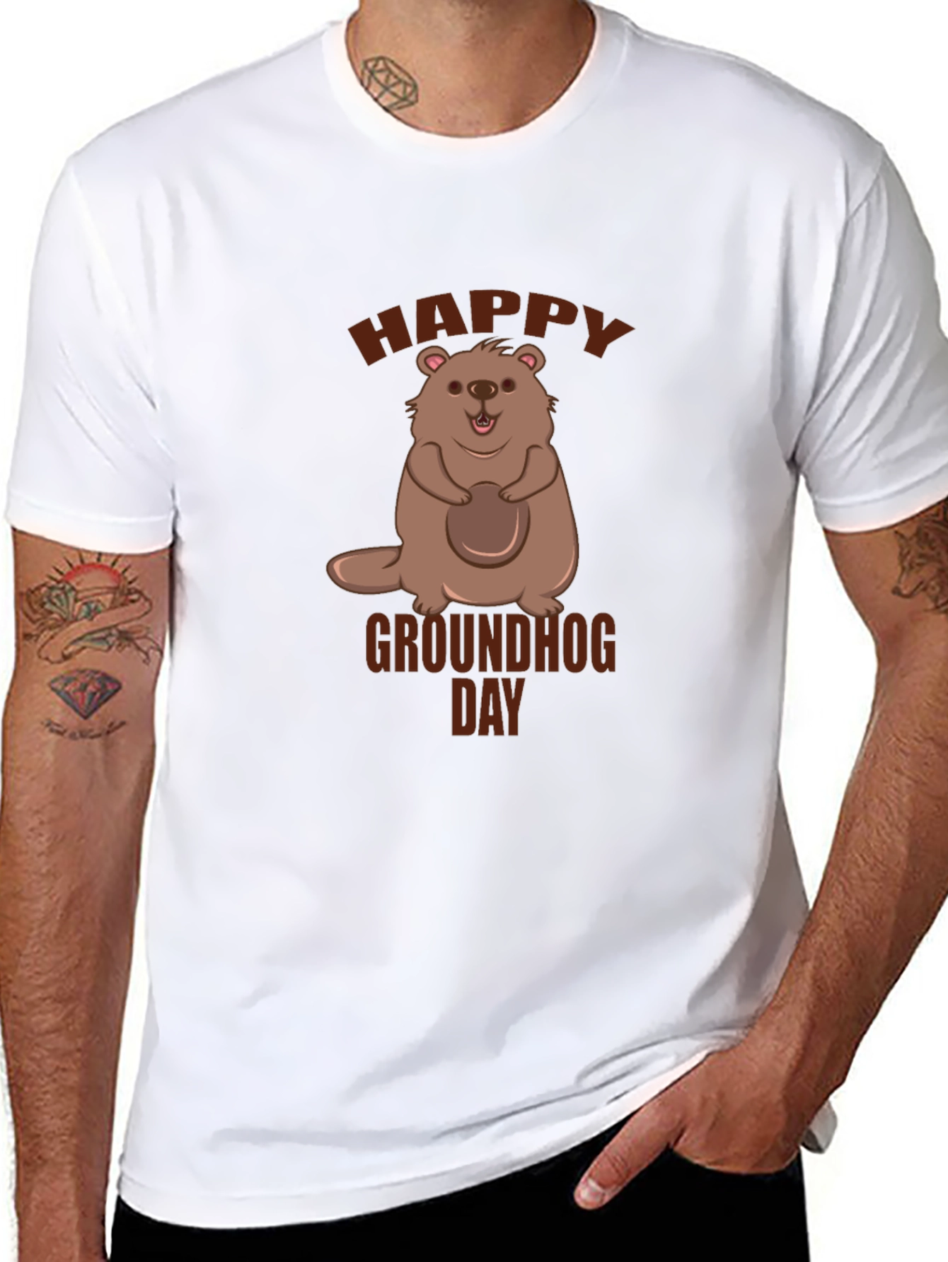 Happy Groundhog Day Black T-Shirt