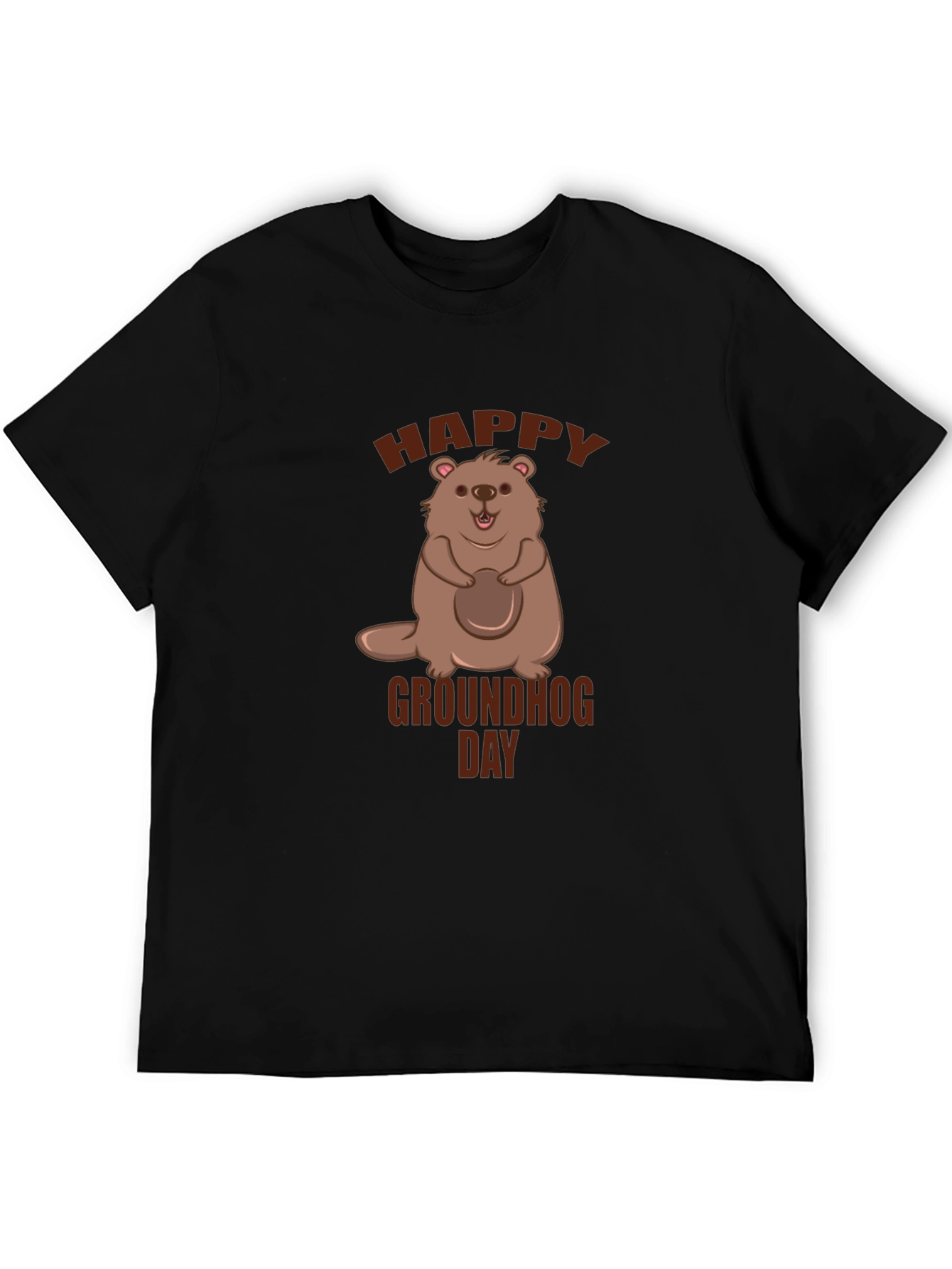 Happy Groundhog Day Black T-Shirt