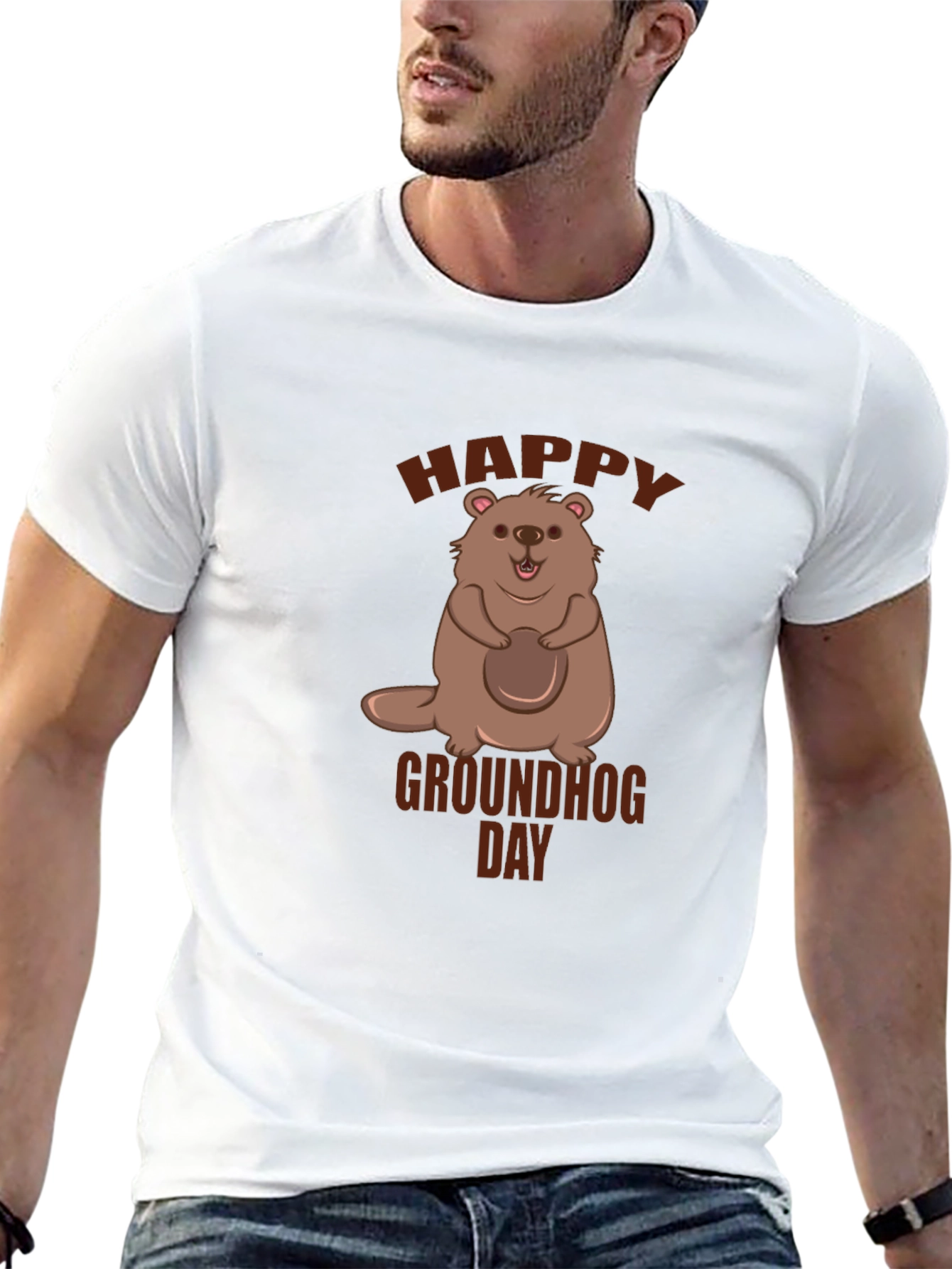 Happy Groundhog Day Black T-Shirt