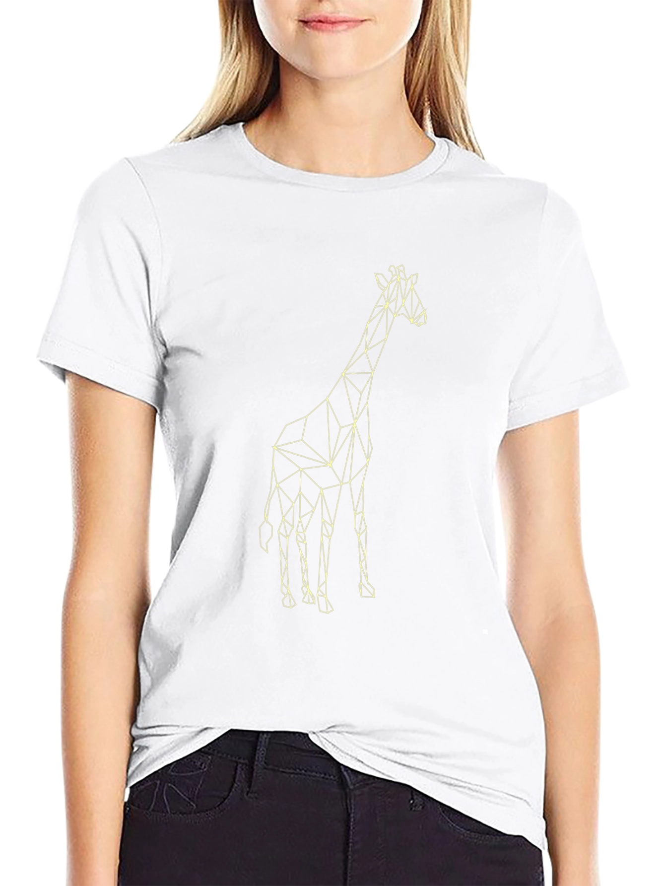 Geometric Giraffe Graphic Tee - Black