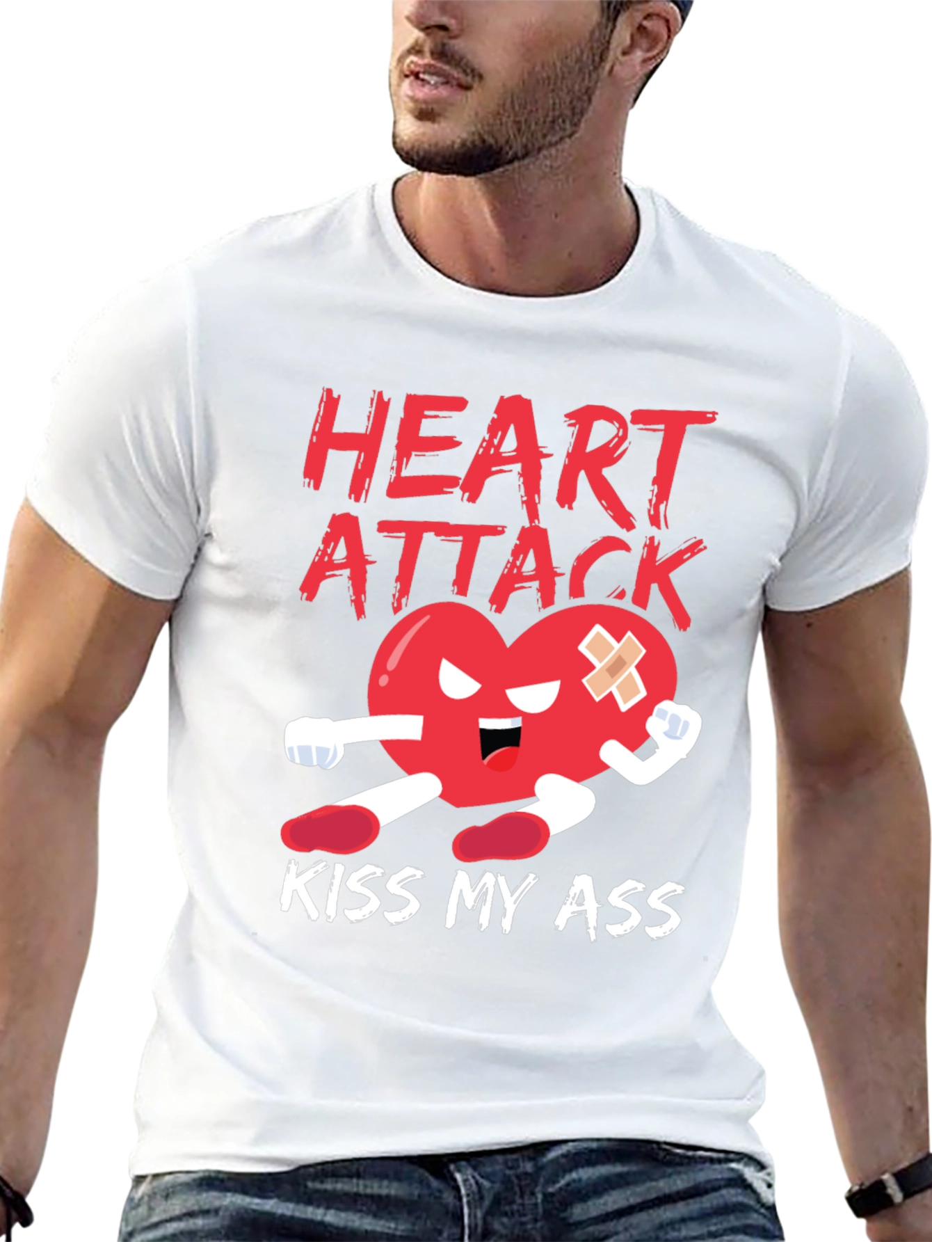 Heart Attack Kiss My Ass Graphic T-Shirt