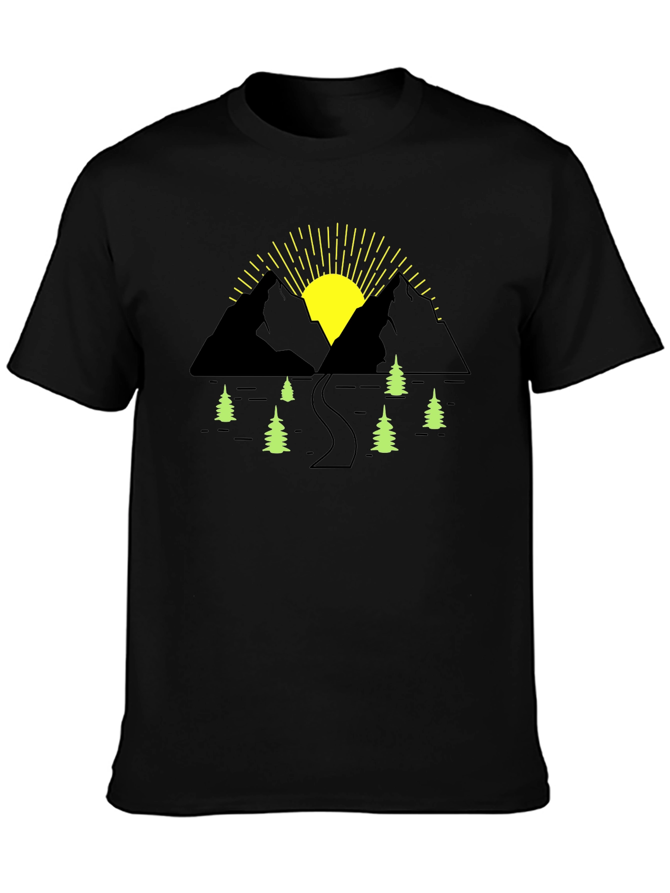 Mountain Sunrise Graphic Tee - Black