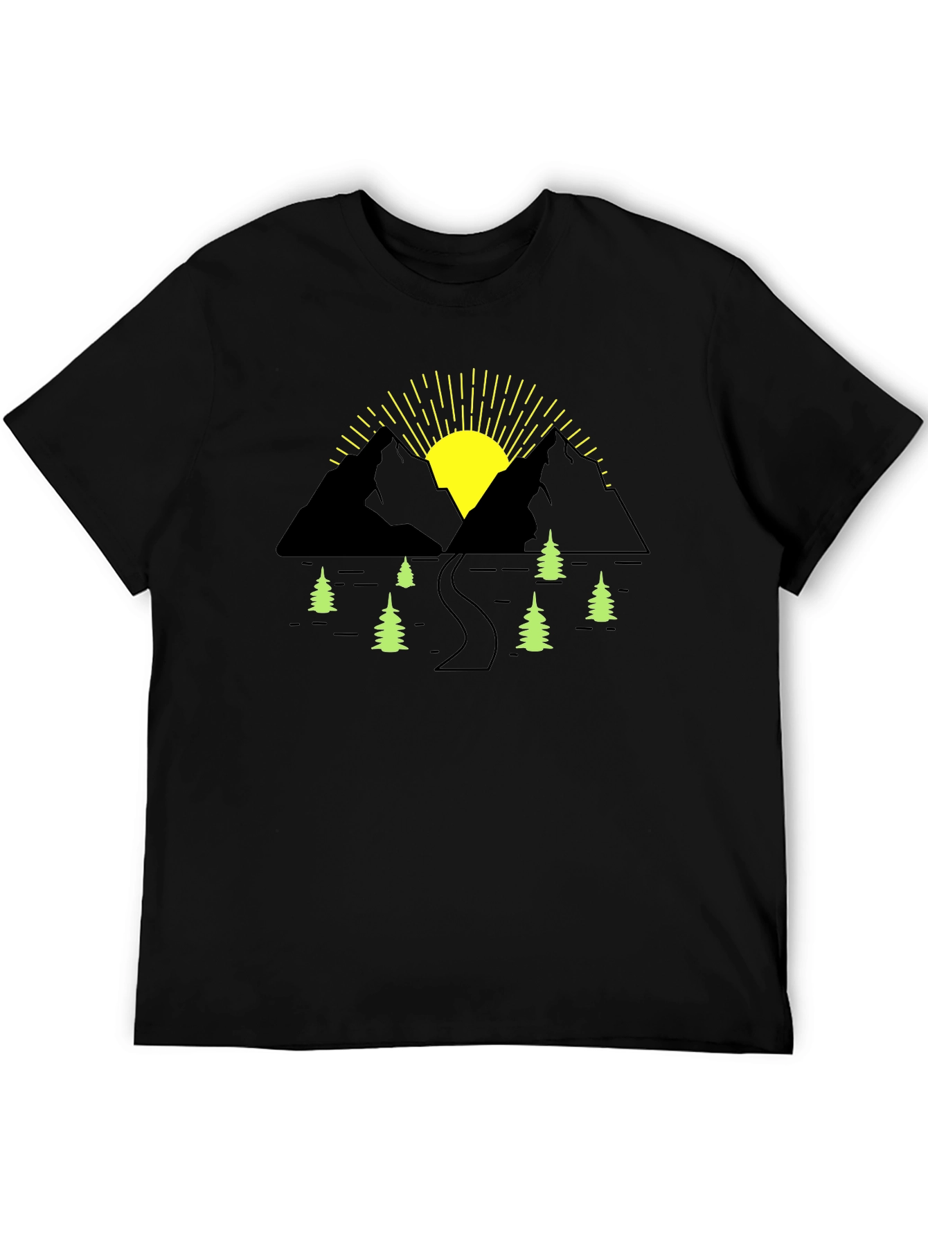 Mountain Sunrise Graphic Tee - Black