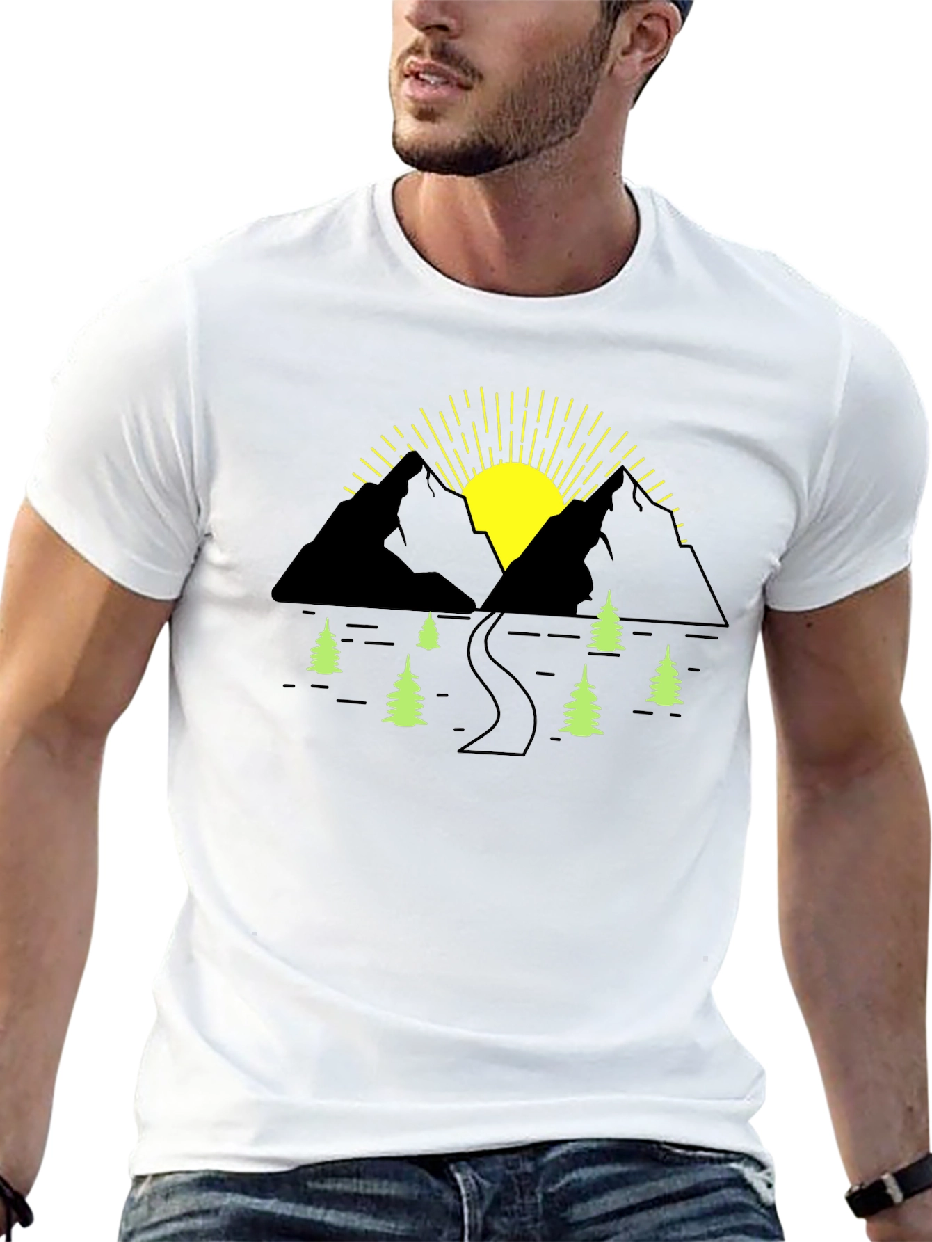 Mountain Sunrise Graphic Tee - Black