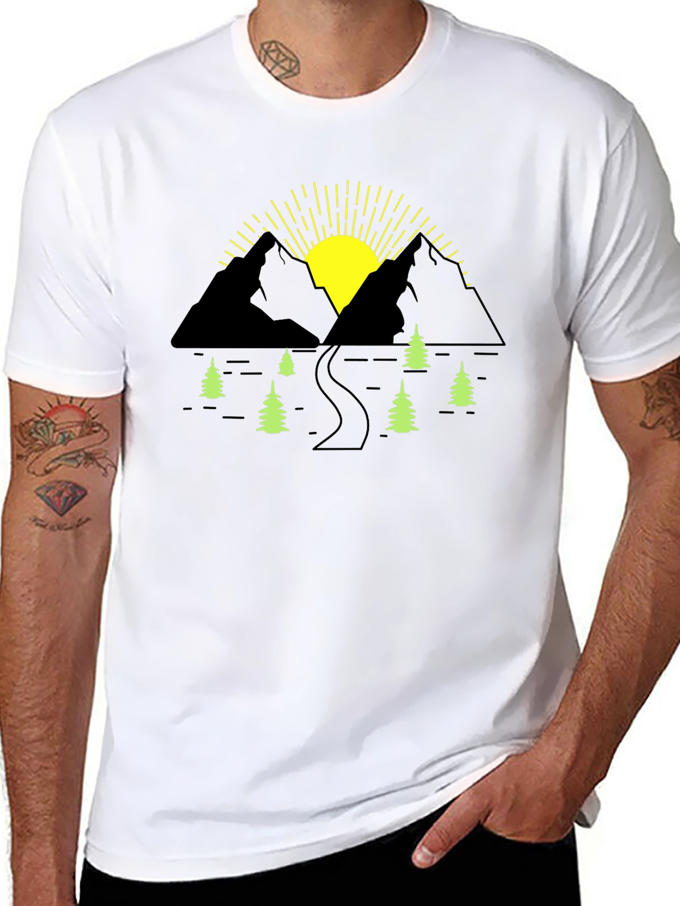 Mountain Sunrise Graphic Tee - Black
