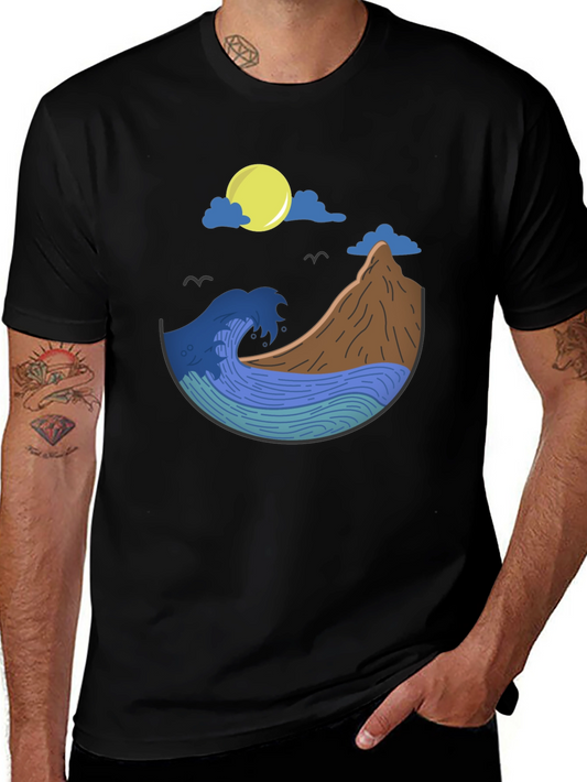 Nature Wave Graphic Tee - Mens Black T-Shirt