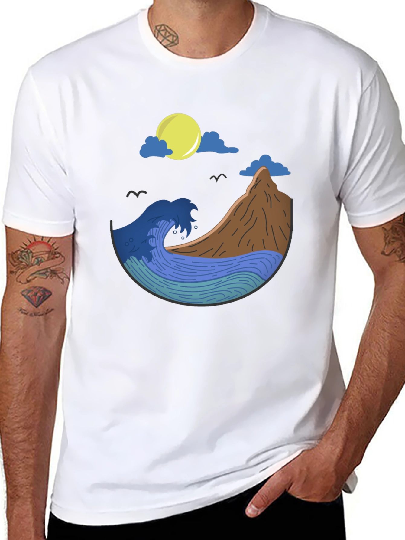 Nature Wave Graphic Tee - Mens Black T-Shirt