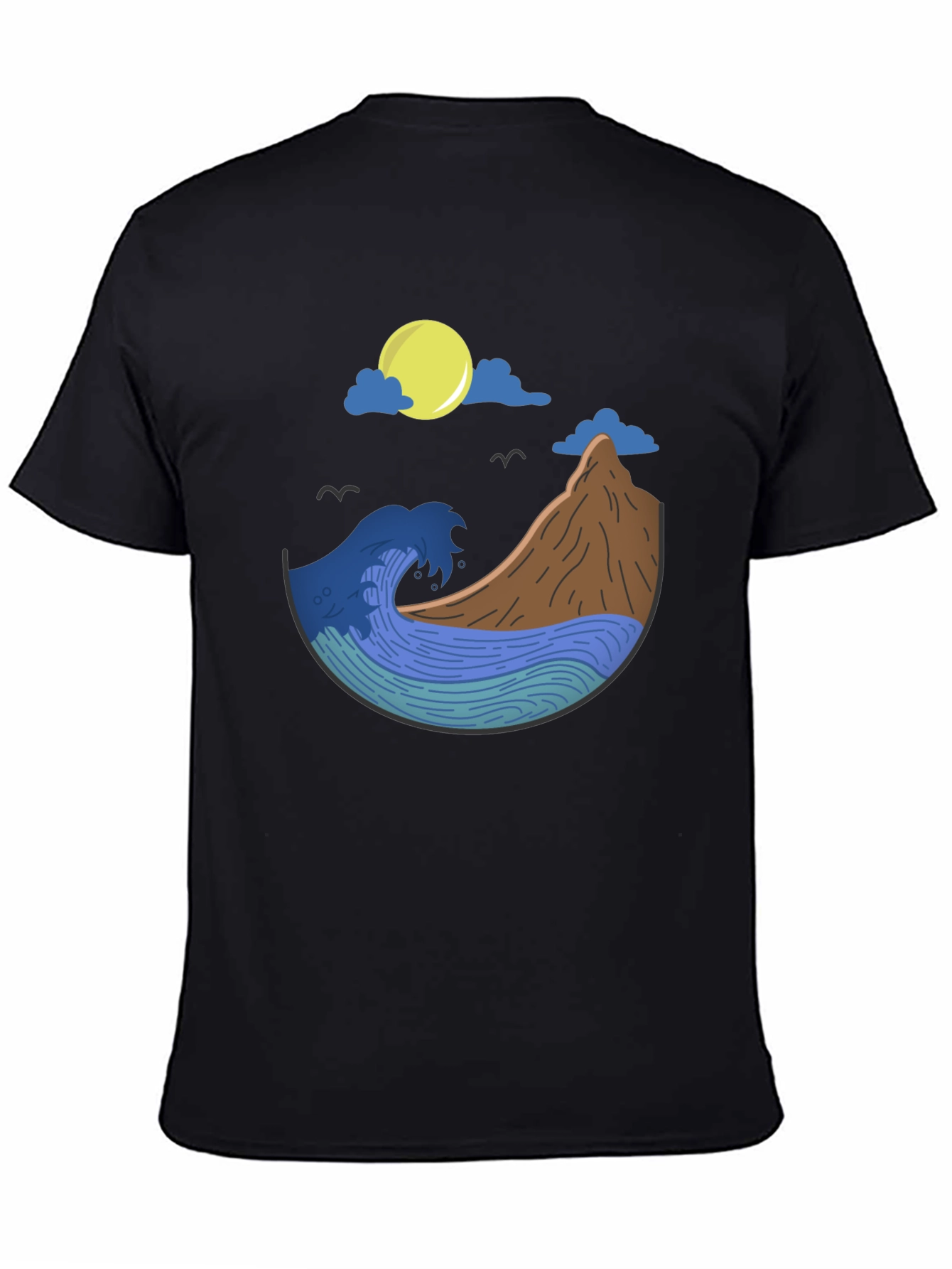 Nature Wave Graphic Tee - Mens Black T-Shirt