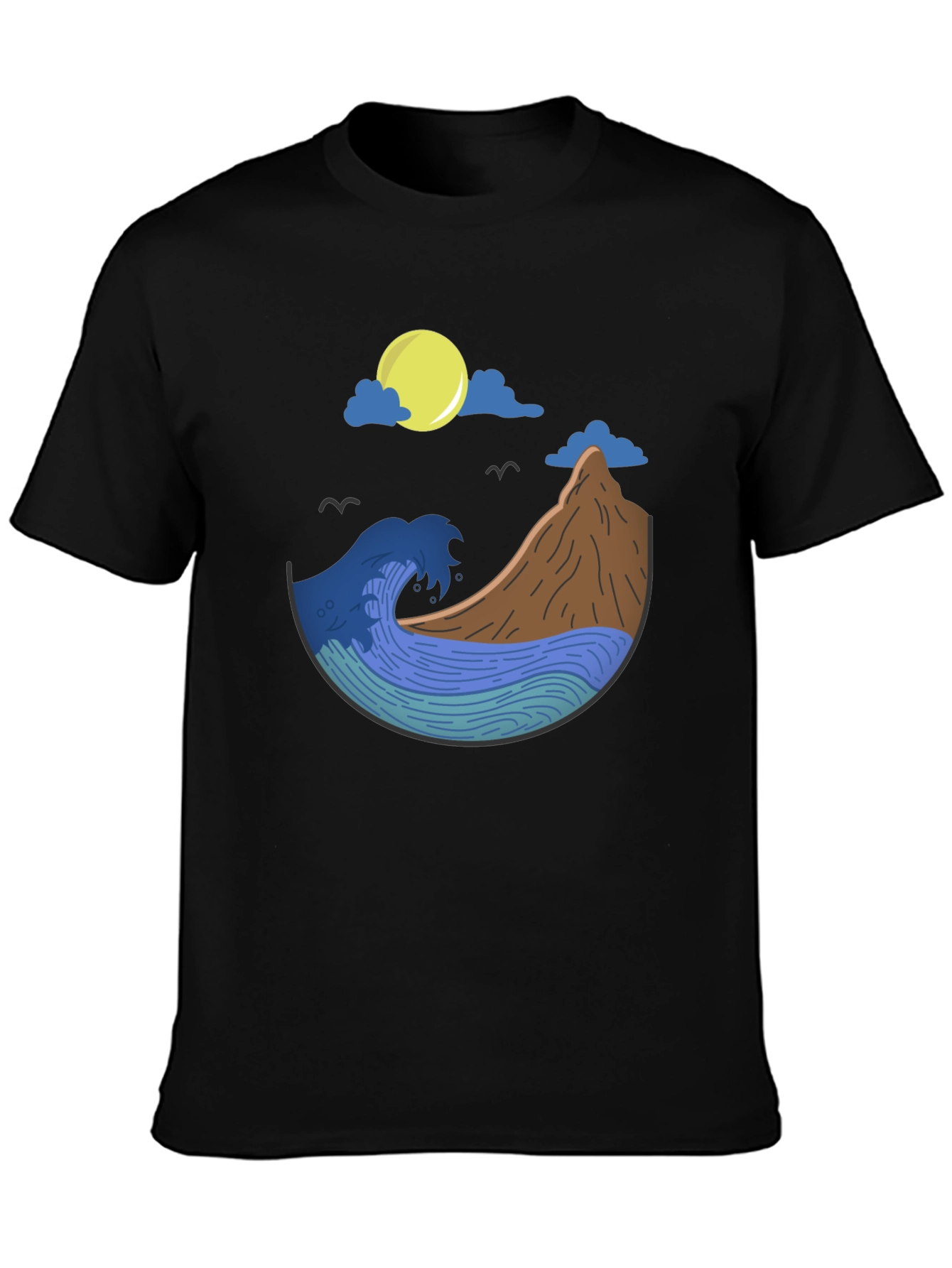 Nature Wave Graphic Tee - Mens Black T-Shirt