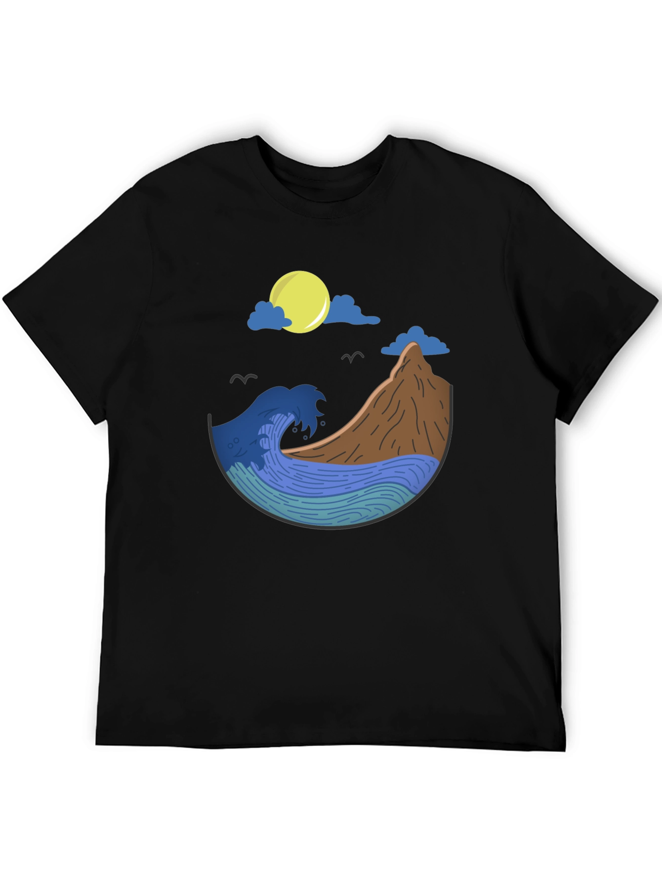 Nature Wave Graphic Tee - Mens Black T-Shirt