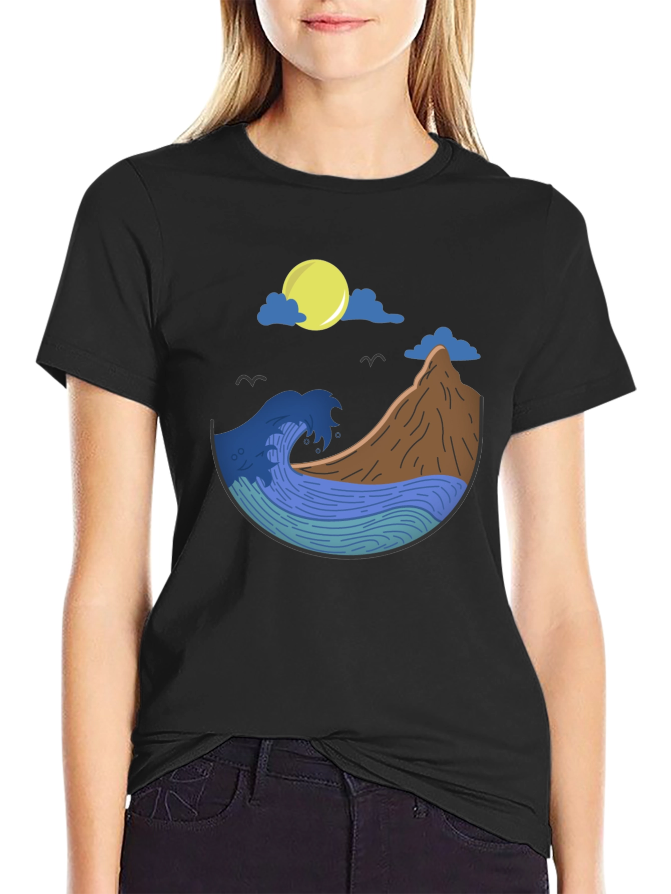 Nature Wave Graphic Tee - Mens Black T-Shirt