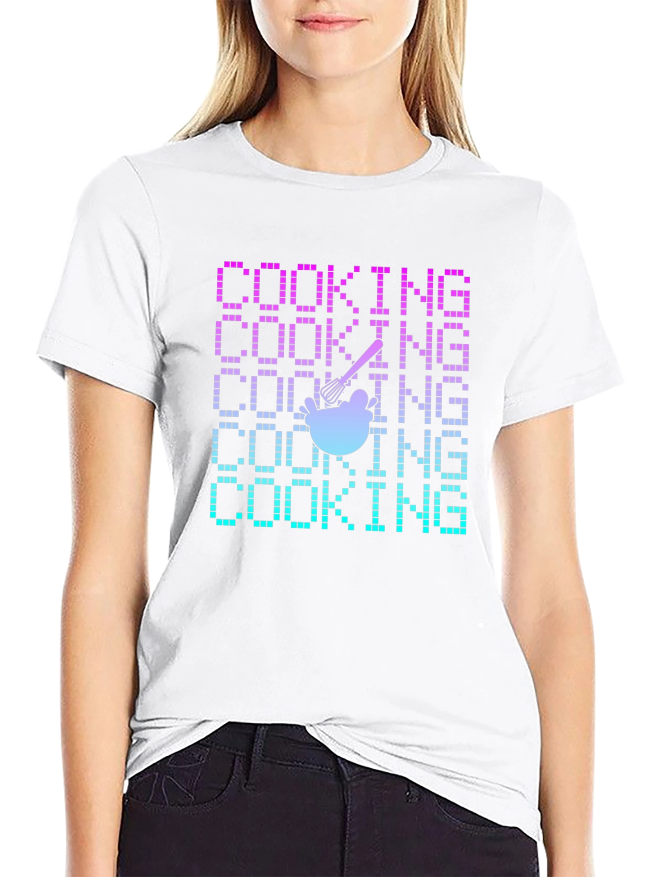 Cooking Pixel Art T-Shirt - Retro Recipe Tee