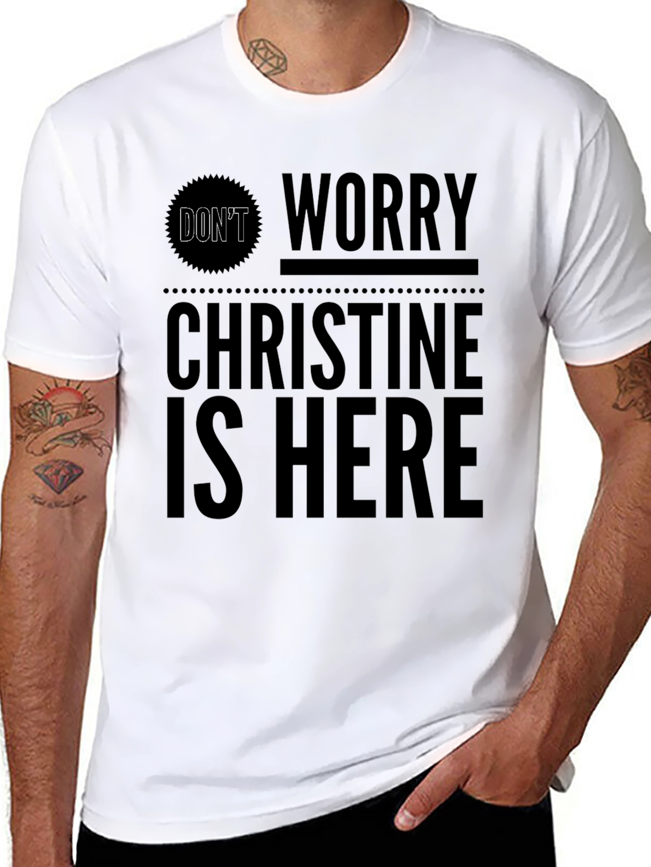Dont Worry Christine Is Here Black Graphic Tee