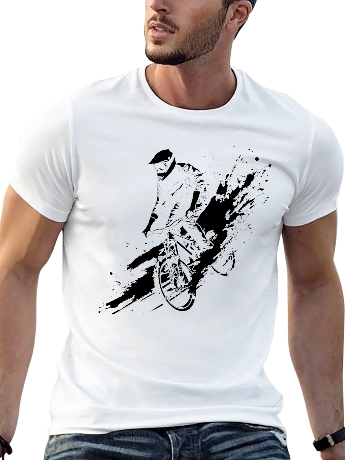 Mens Graphic T-Shirt: Mountain Biker Design