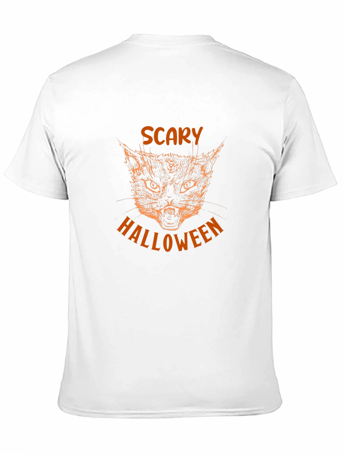 Scary Halloween Cat Graphic Tee - Black