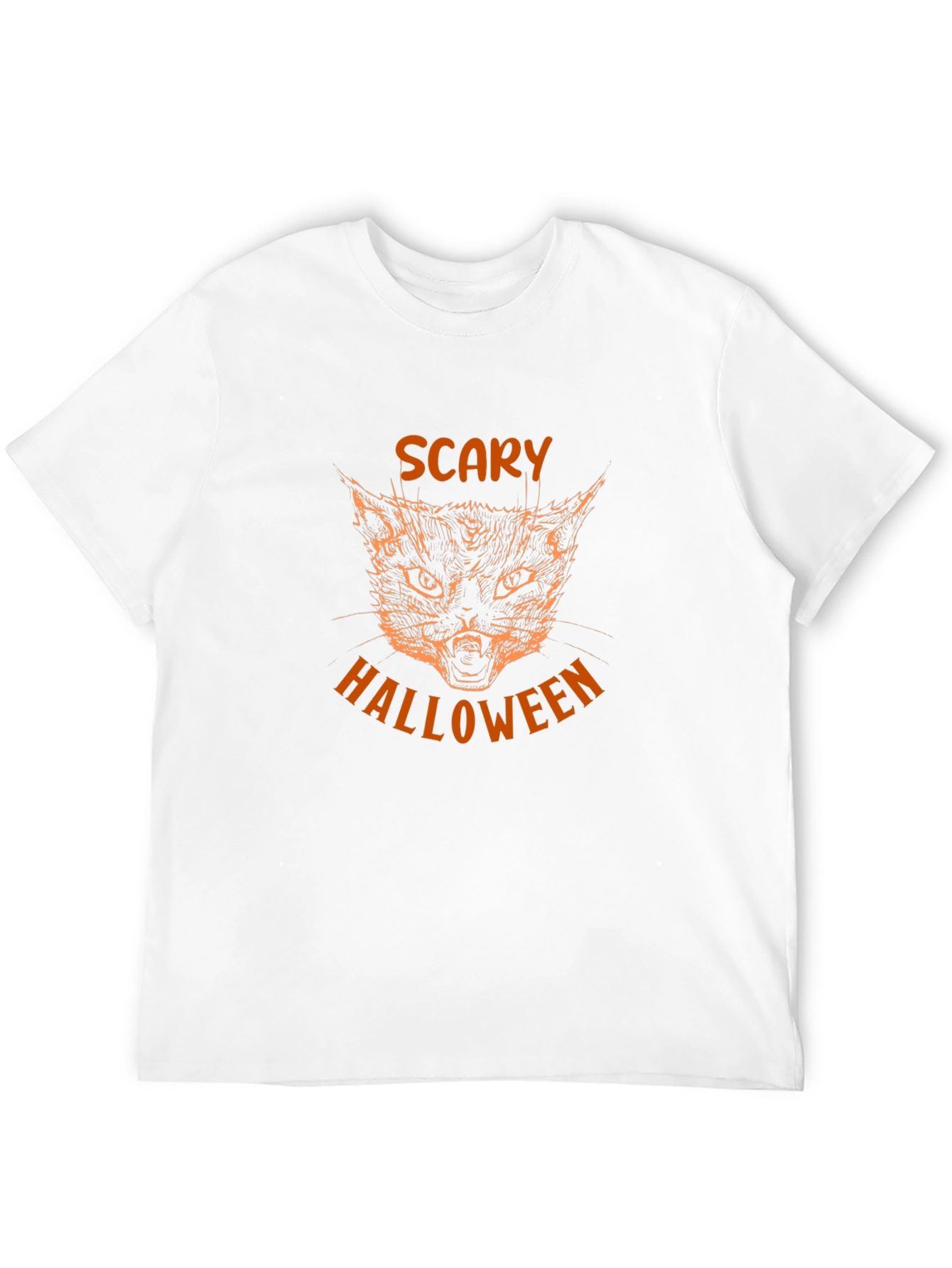Scary Halloween Cat Graphic Tee - Black