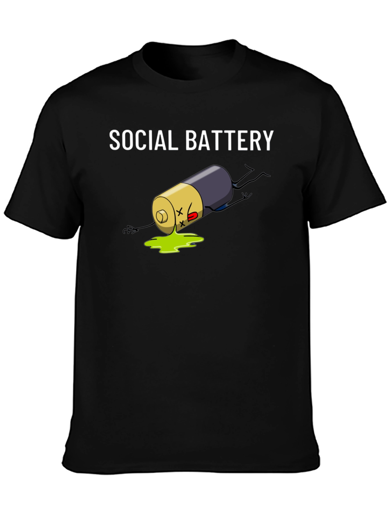 Social Battery Graphic Tee - Black Cotton T-Shirt