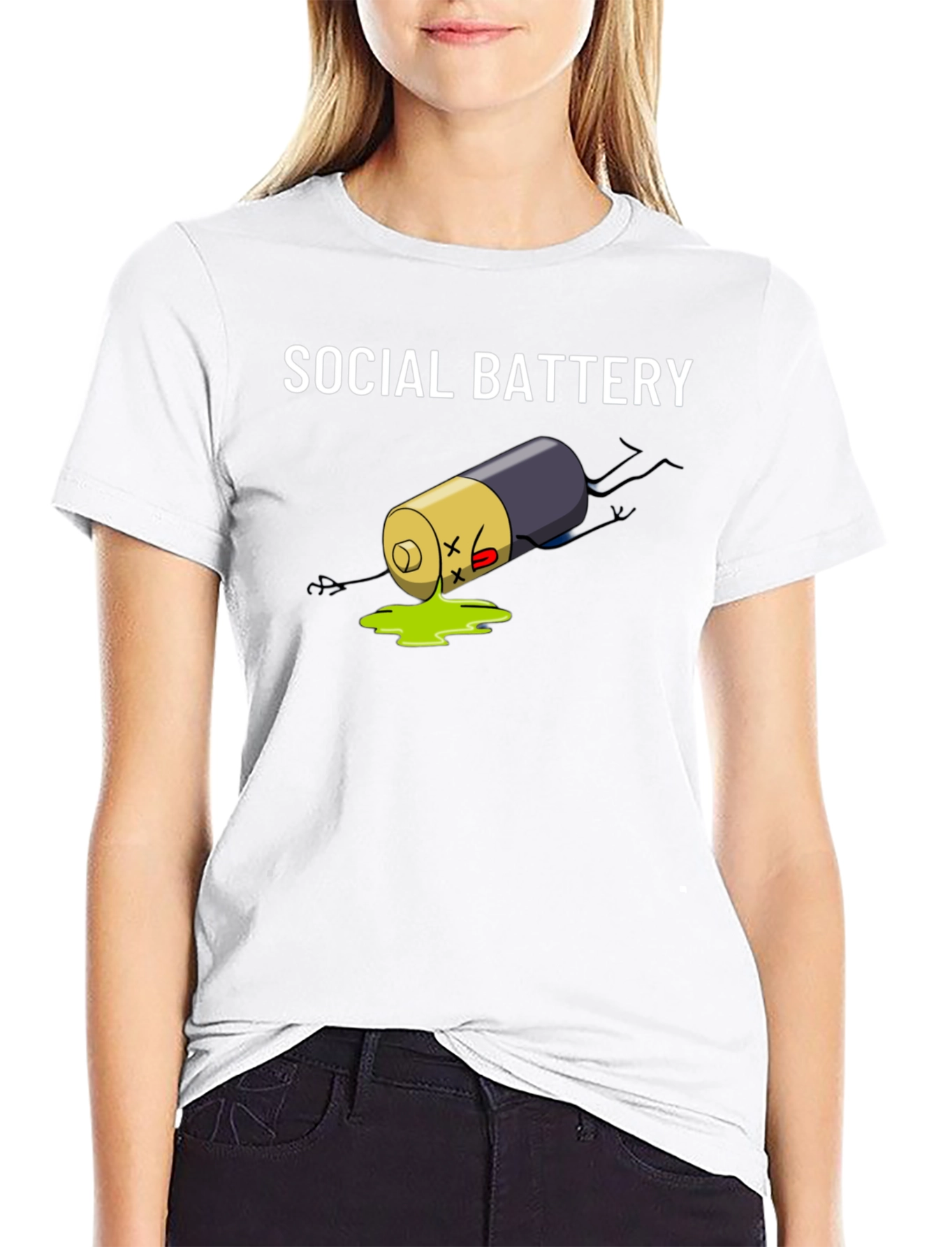 Social Battery Graphic Tee - Black Cotton T-Shirt